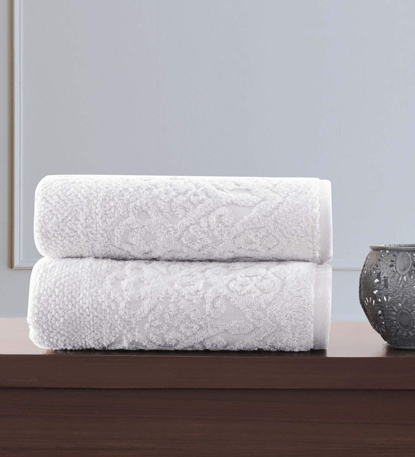 White Solid 550 GSM Cotton Hand Towels (Set of 2)