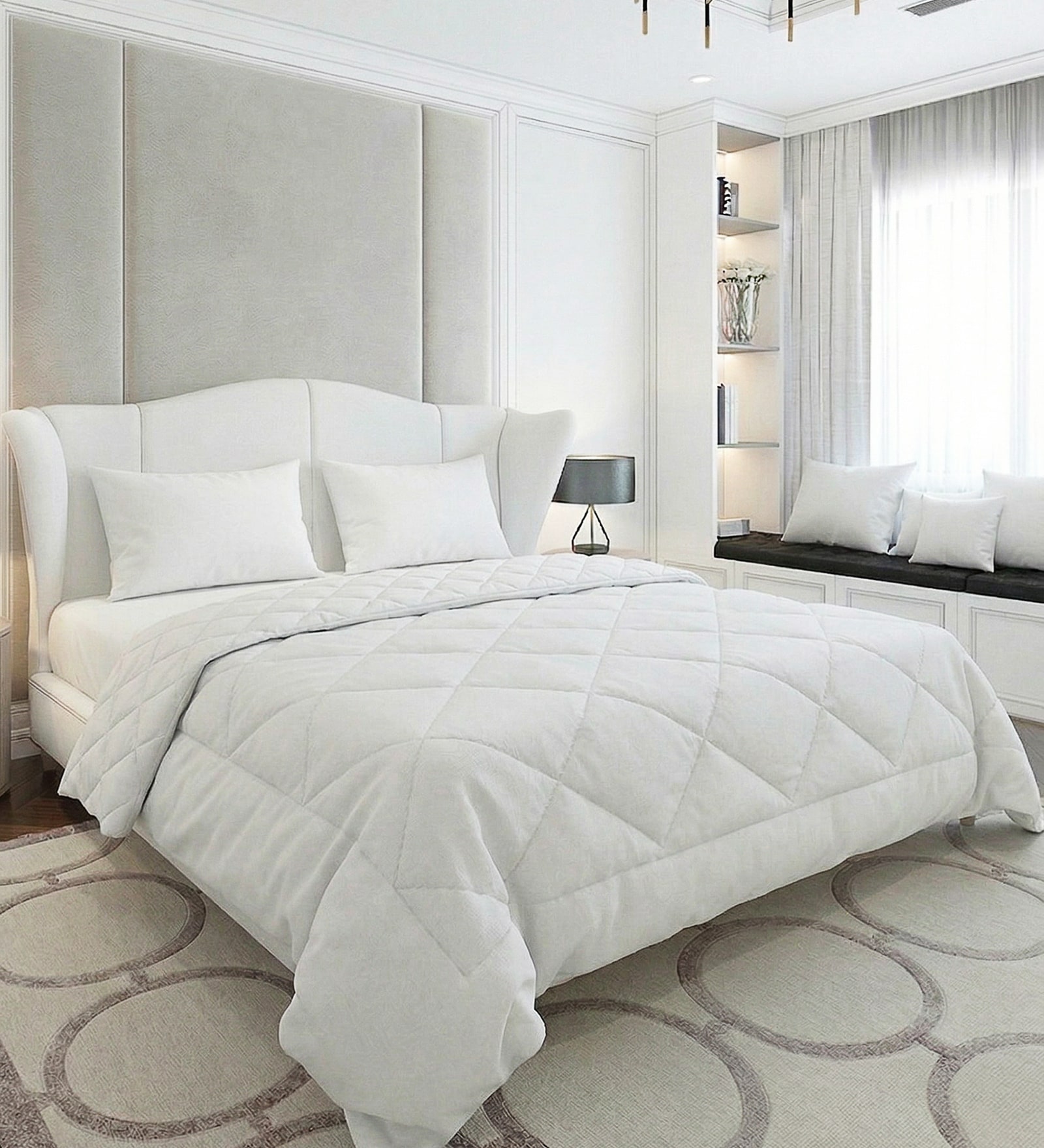 White 100% COTTON Solid 90 GSM King Bed Comforter