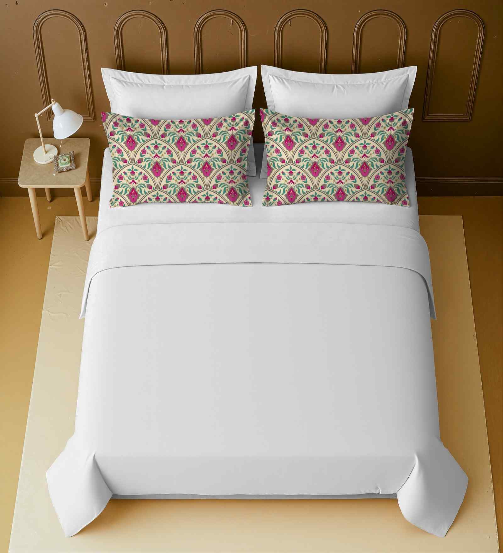 White 100% Cotton Super King Bedsheet with 2 Pillow Covers