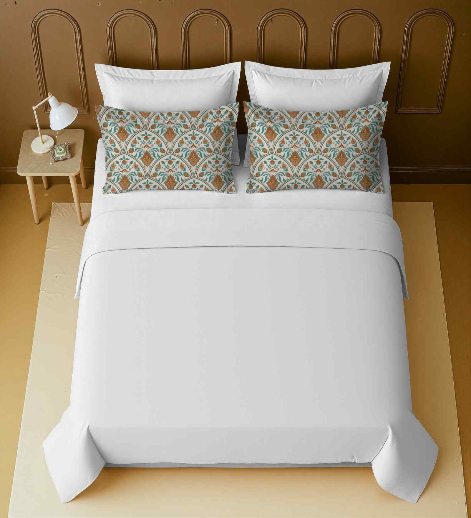 White 100% Cotton Super King Bedsheet with 2 Pillow Covers
