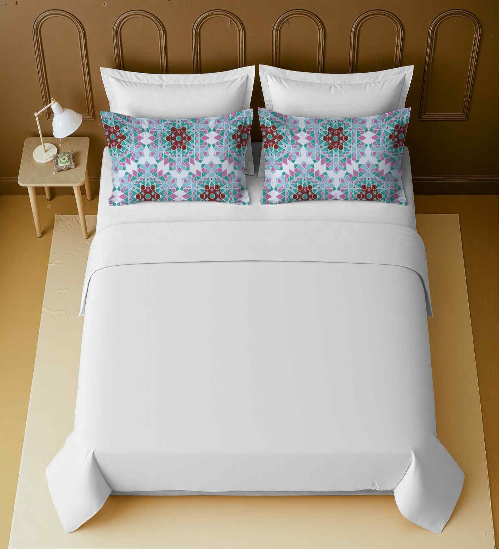 White 100% Cotton Super King Bedsheet with 2 Pillow Covers