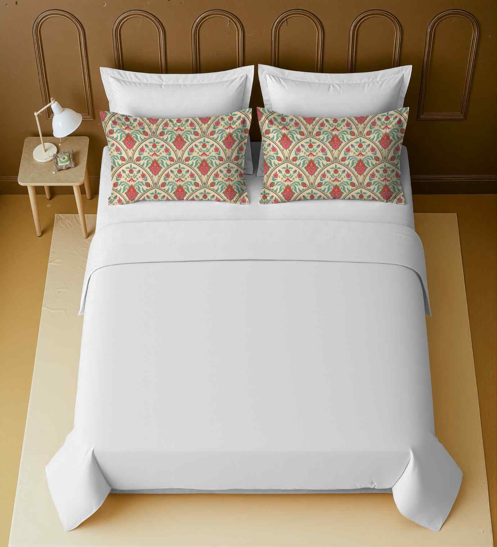White 100% Cotton Super King Bedsheet with 2 Pillow Covers