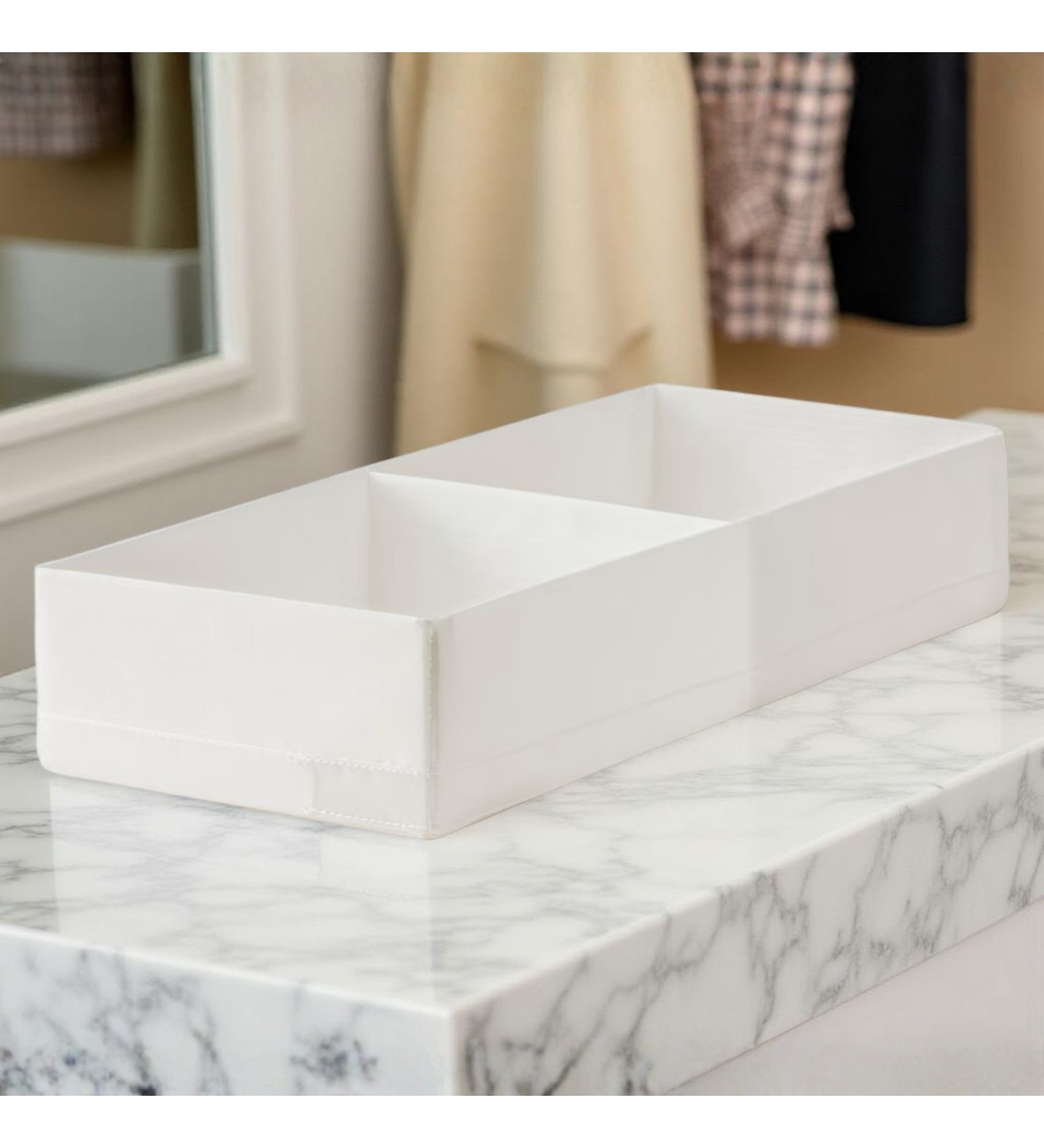 White Polyester Foldable Storage Organiser with Compartments Durable, Washable, Space-Saving Solution