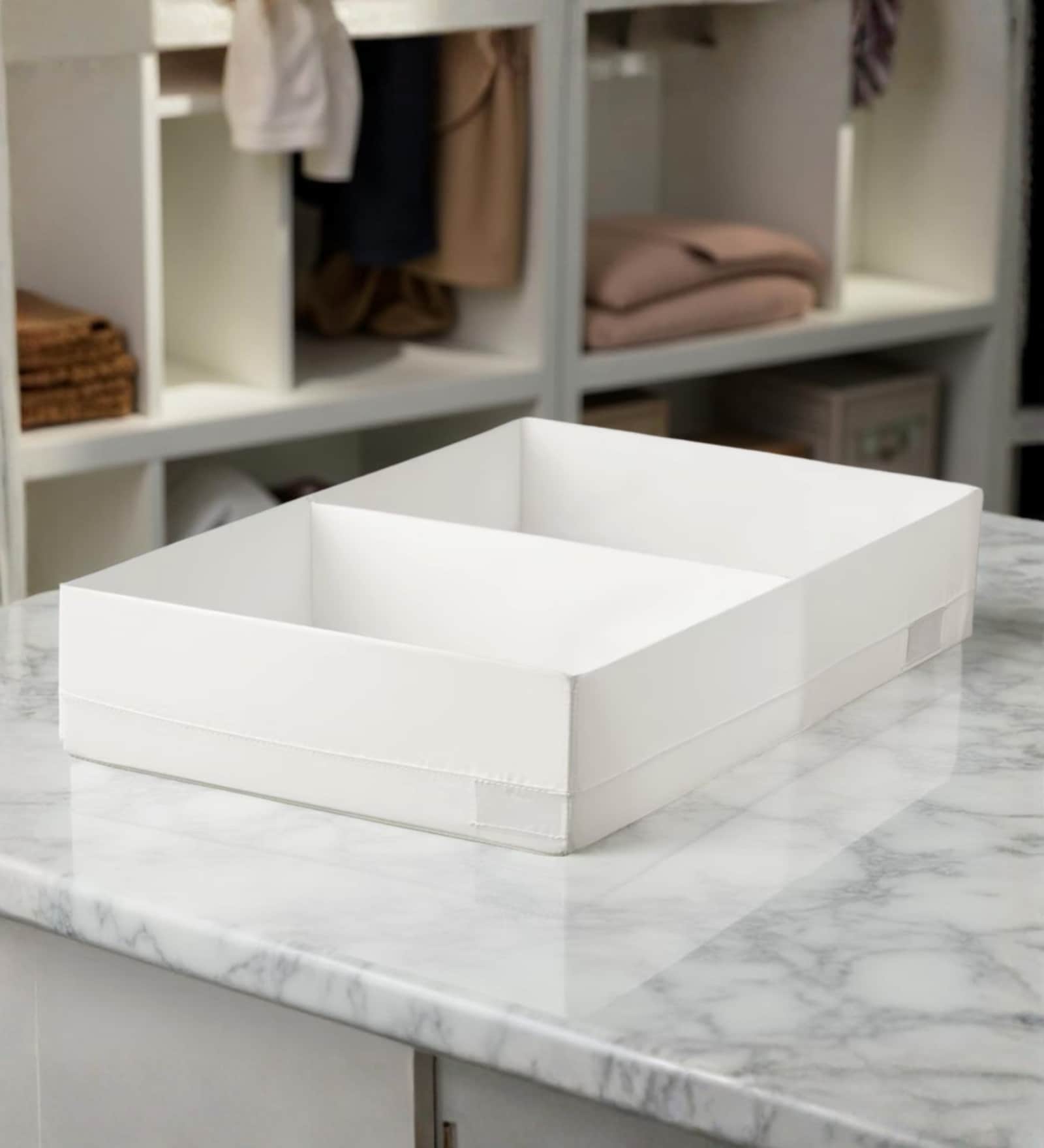 White Polyester Foldable Storage Organiser with Compartments Durable, Washable, Space-Saving Solution