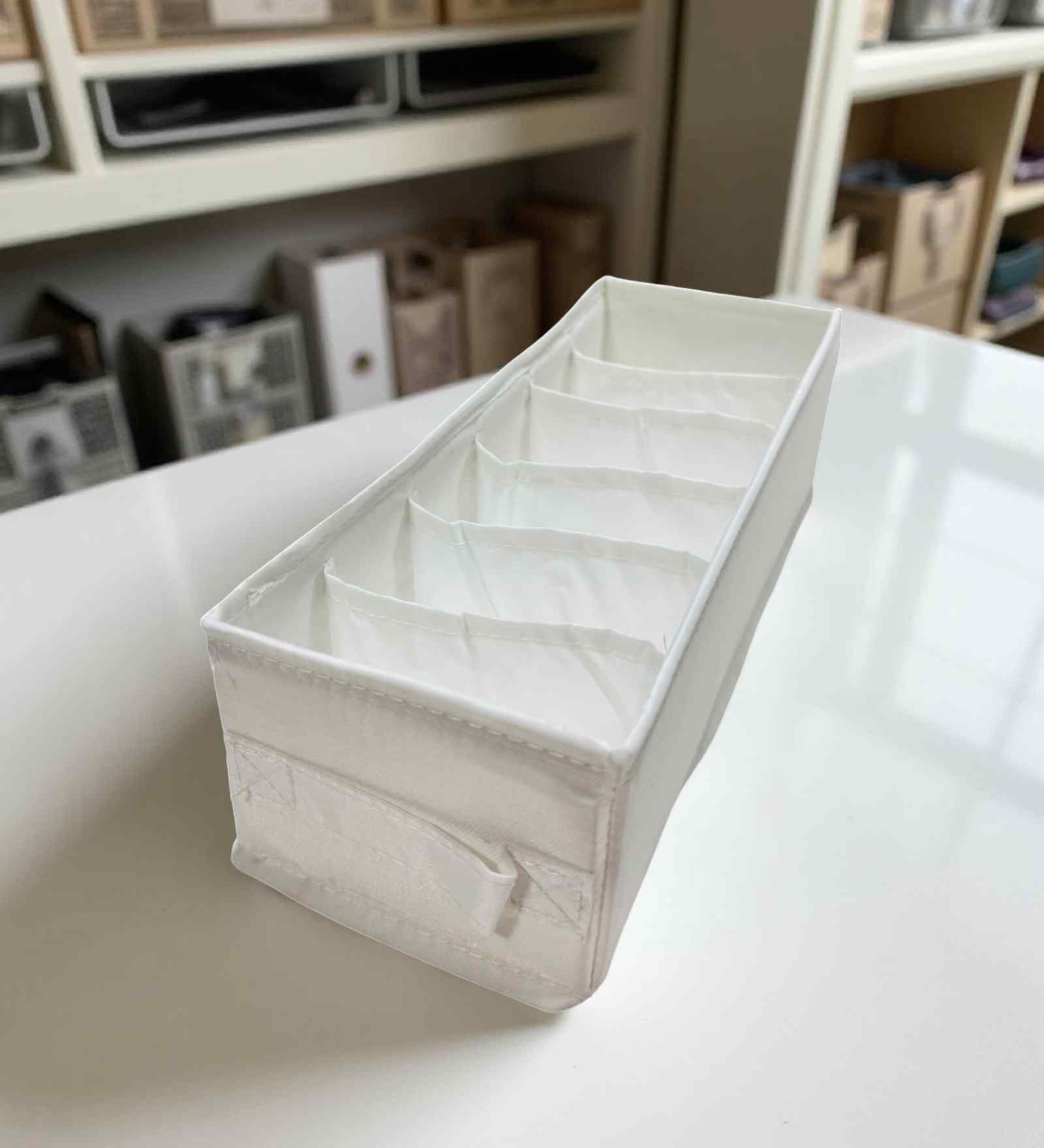 White Polyester Foldable Storage Organiser with Multiple Compartments Durable, Washable Solution