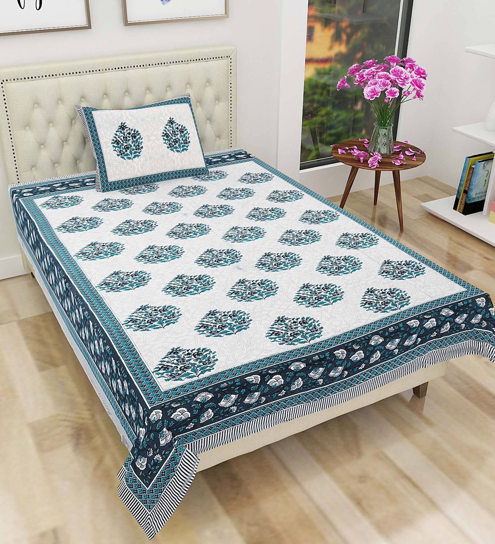 Buy 100 Cotton 200TC Single Bedsheet with 1 Pillow Cover by Ved at 31 OFF by Ved Pepperfry