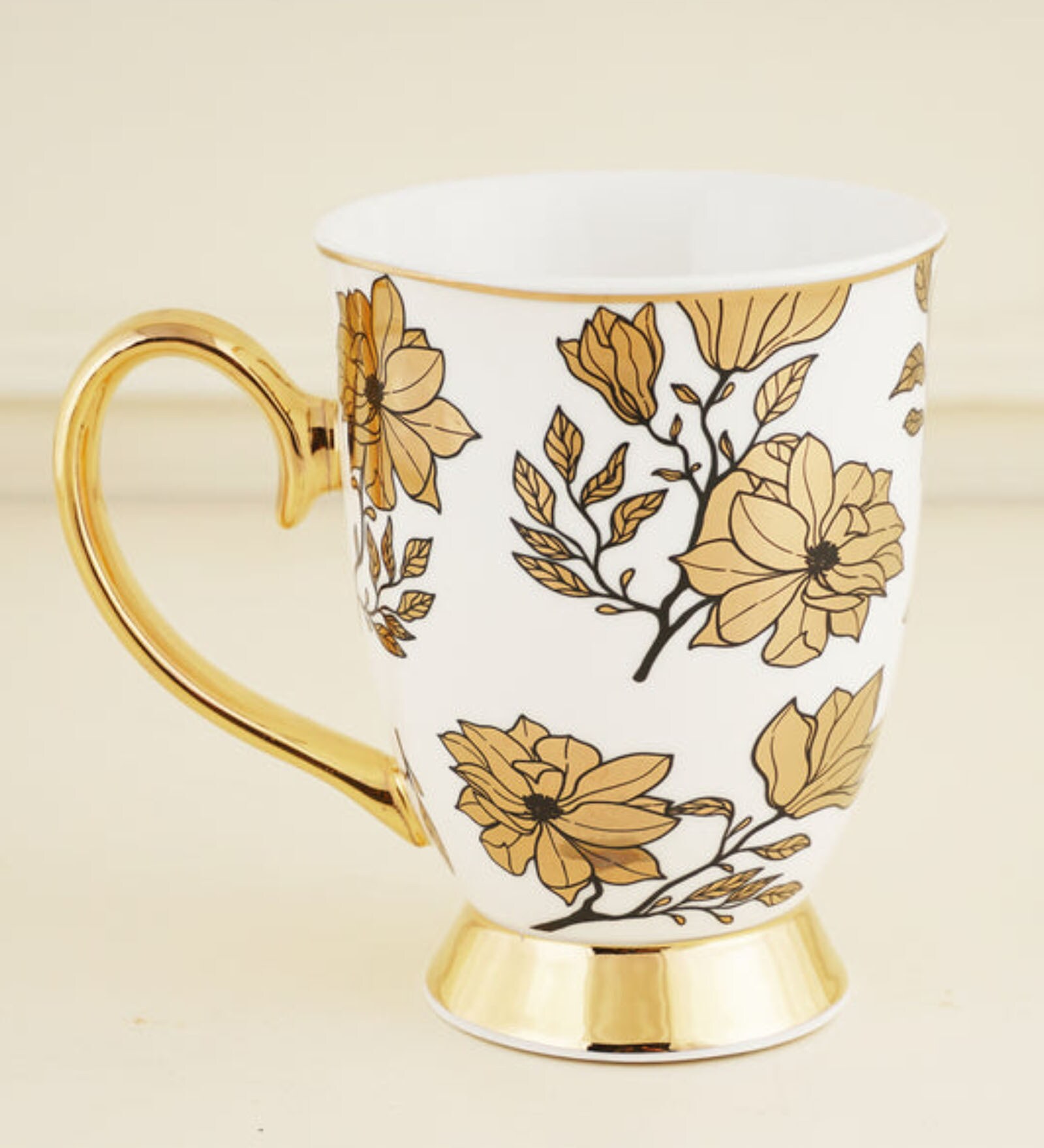 Anthony 250ml White & Gold Bone China Coffee Mug