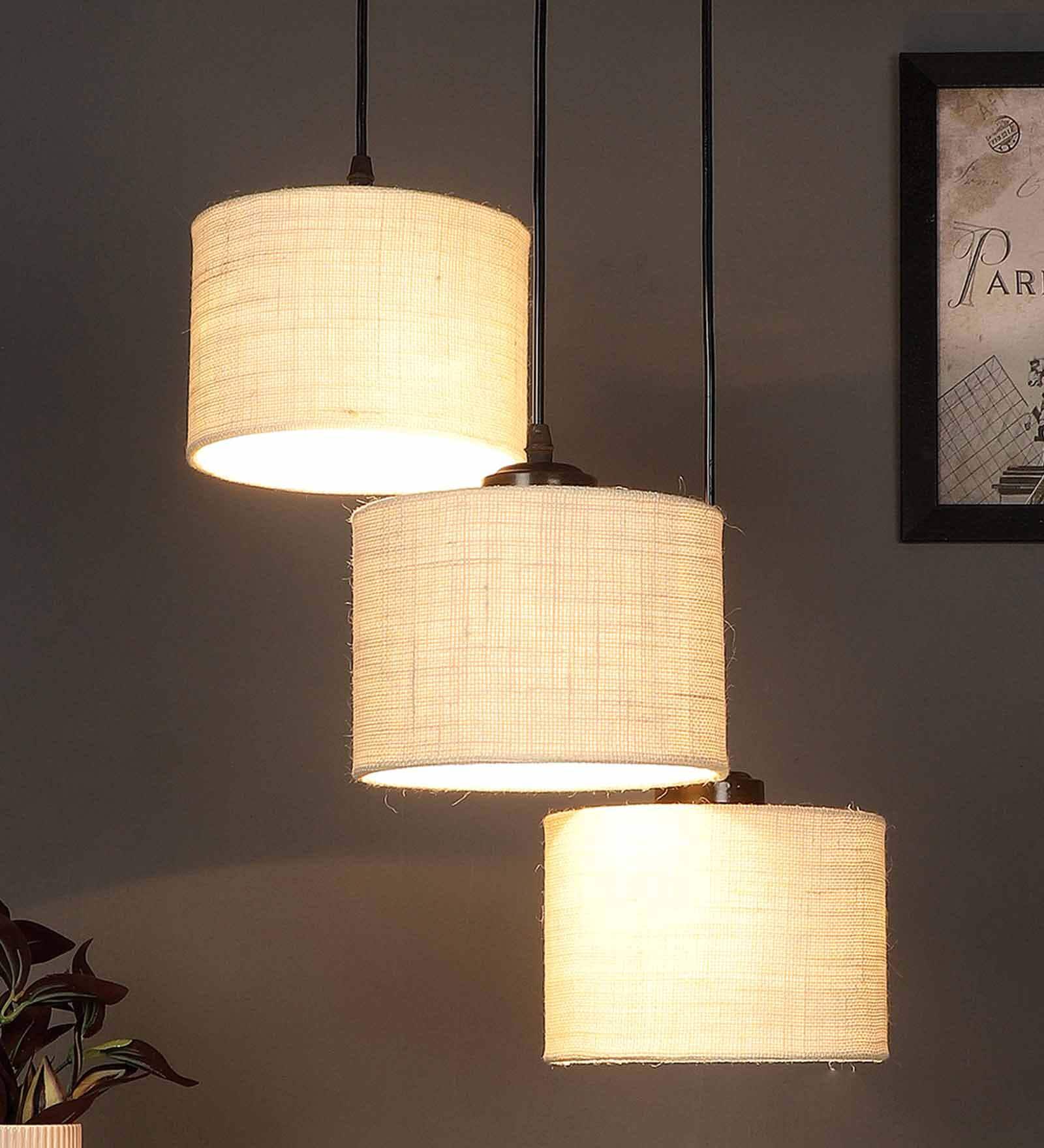 Marmor White Jute Cluster Hanging Light