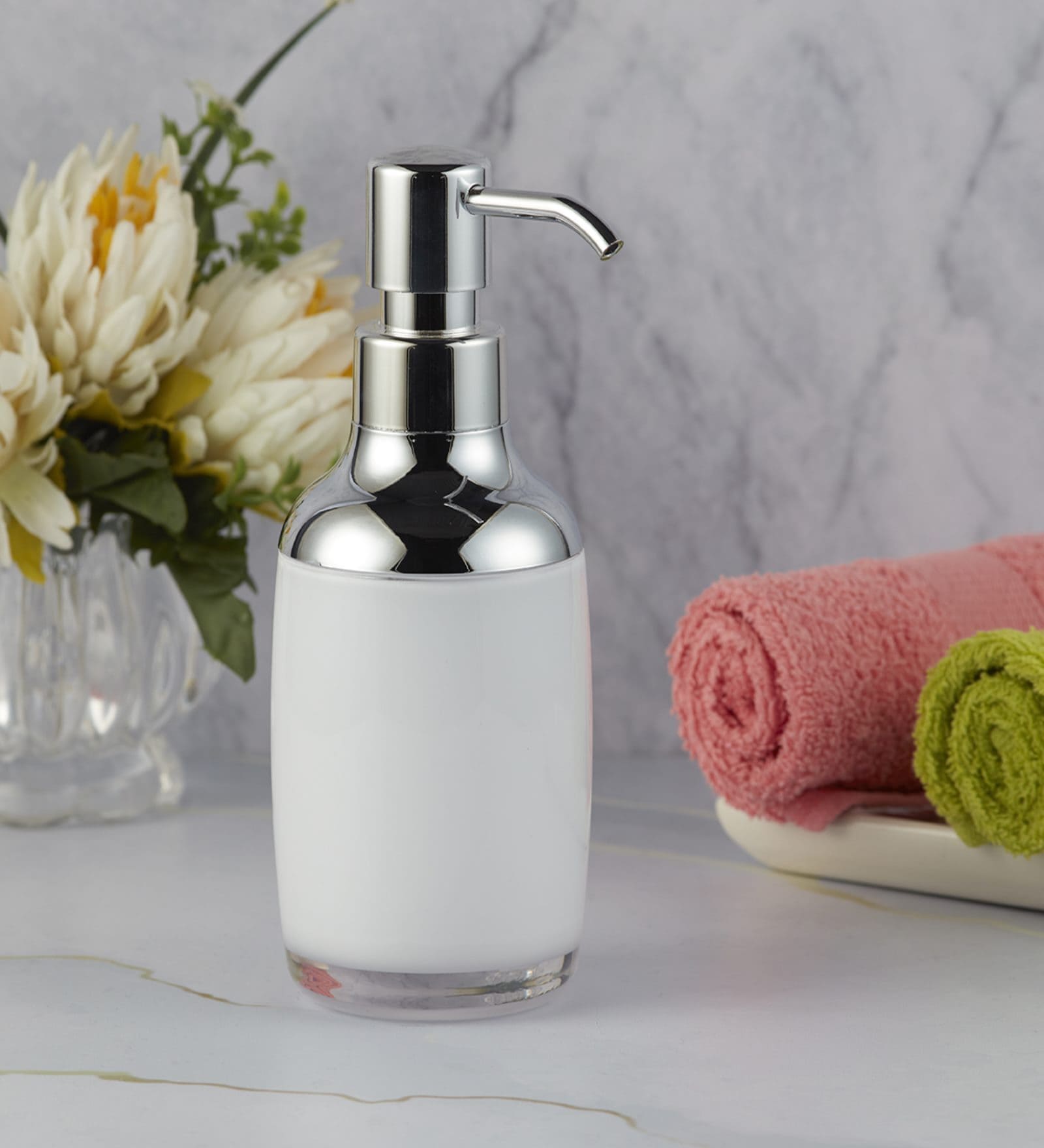 White 300 ml Acrylic Liquid Soap Dispenser 