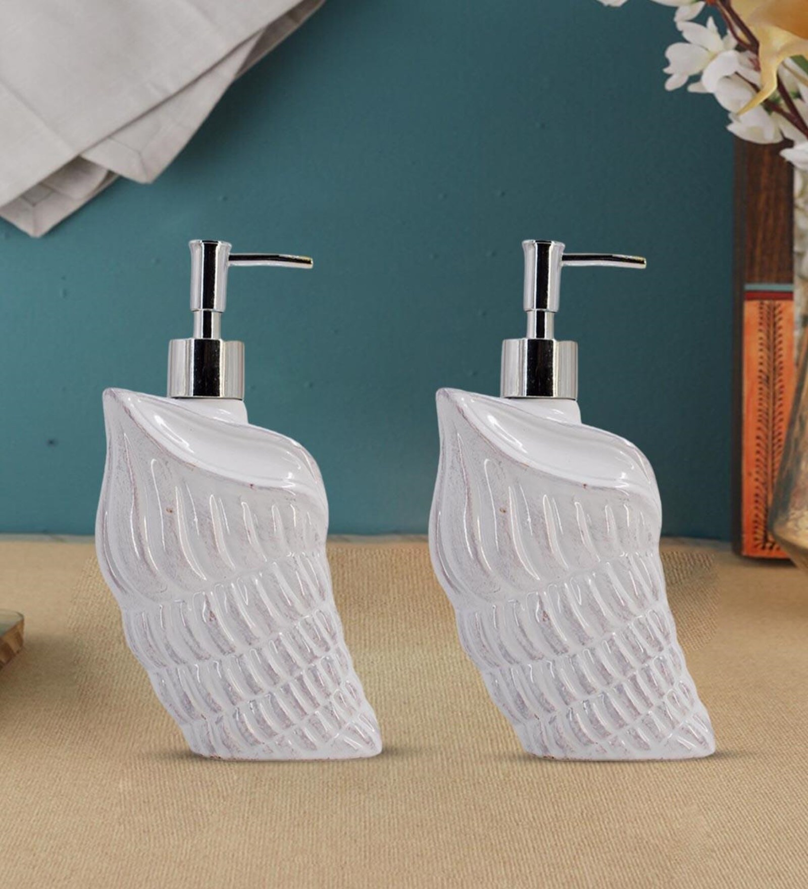 Buy White 300 ml Ceramic Liquid Soap Dispenser (Set of 2) by Kookee at 11 OFF by Kookee Pepperfry