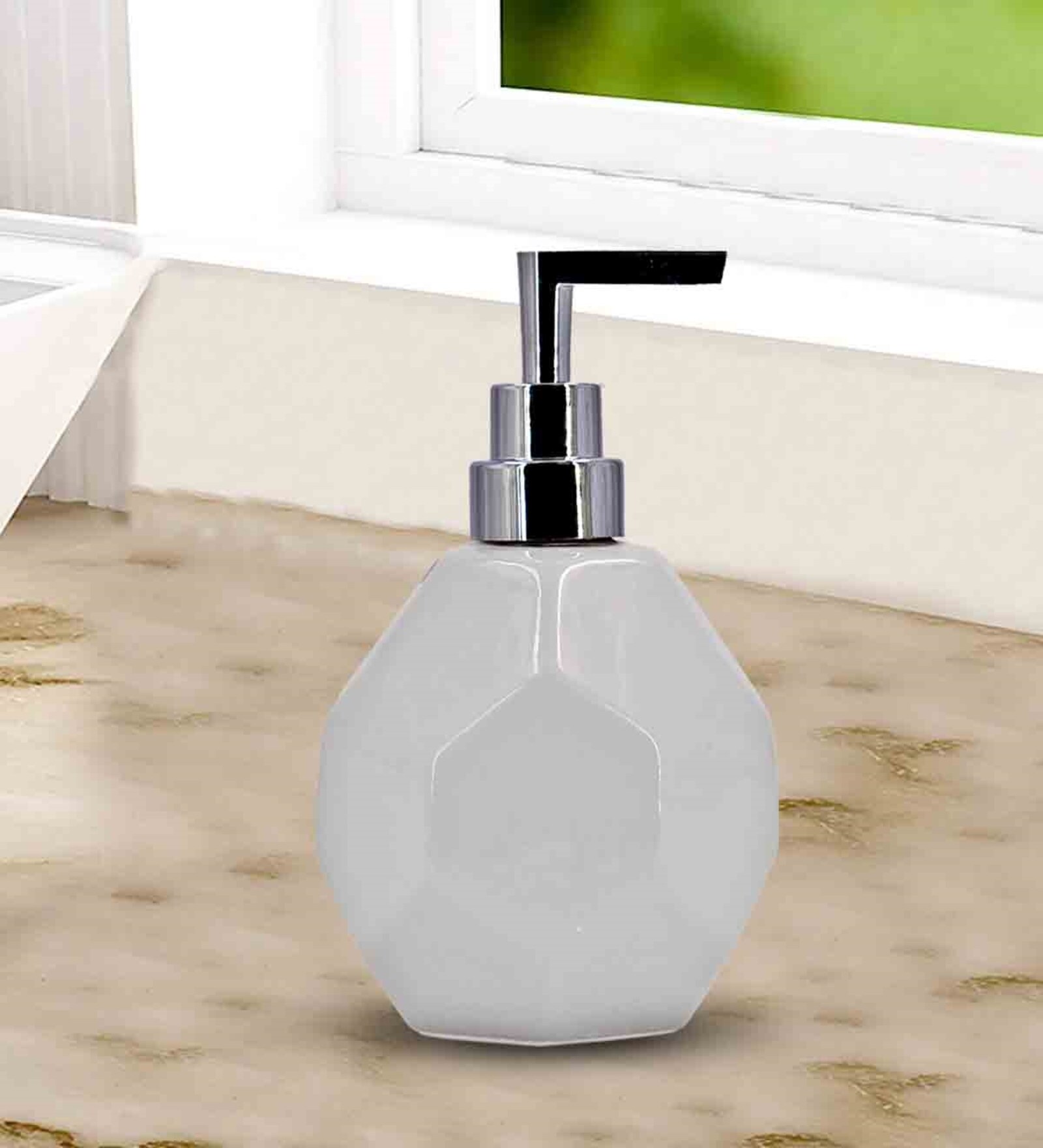 White 300 ml Ceramic Liquid Soap Dispenser