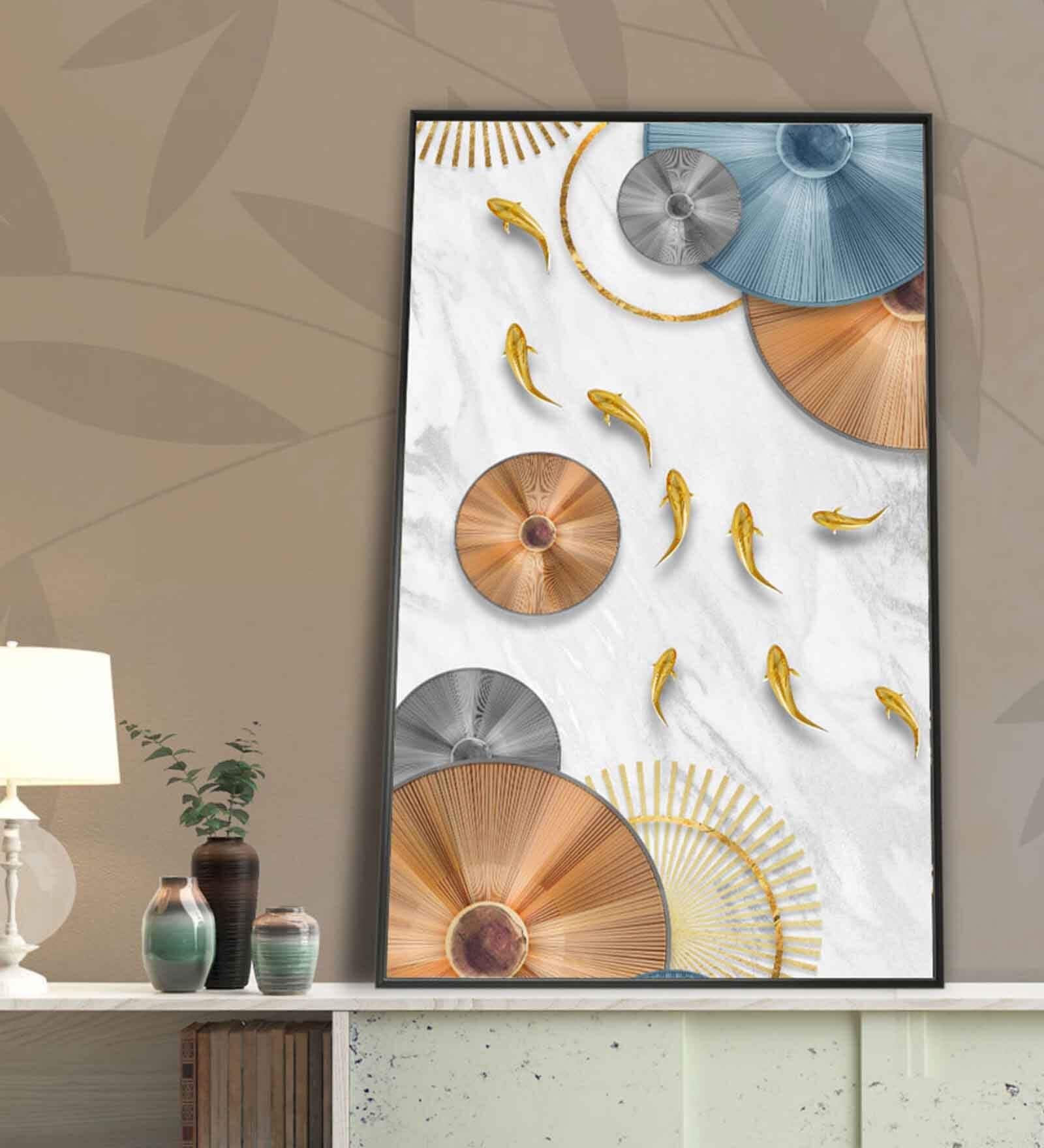 White Abaniko Fish Framed Canvas Print Art Print