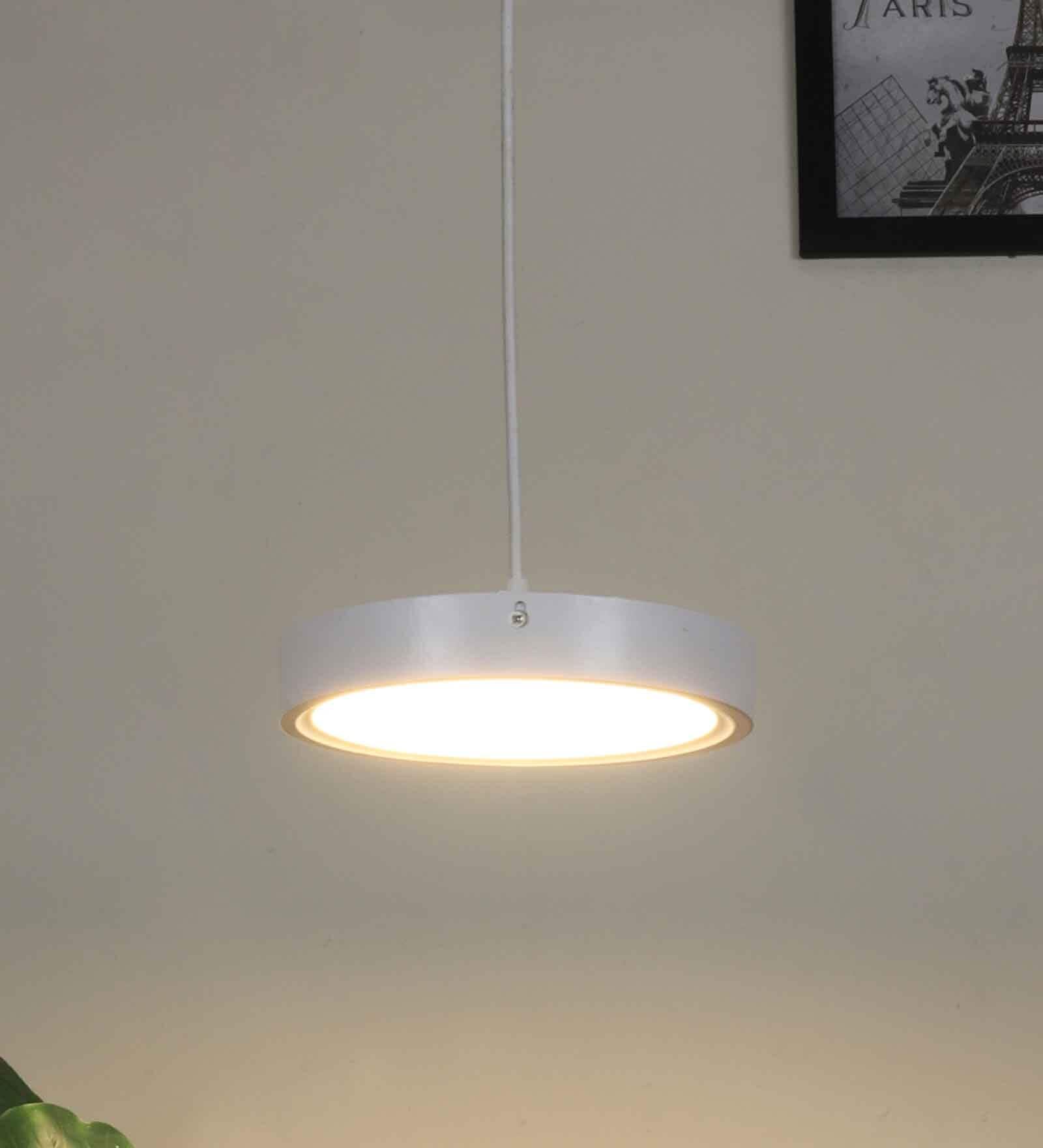 White Aluminium Contemporary Single Hanging Light