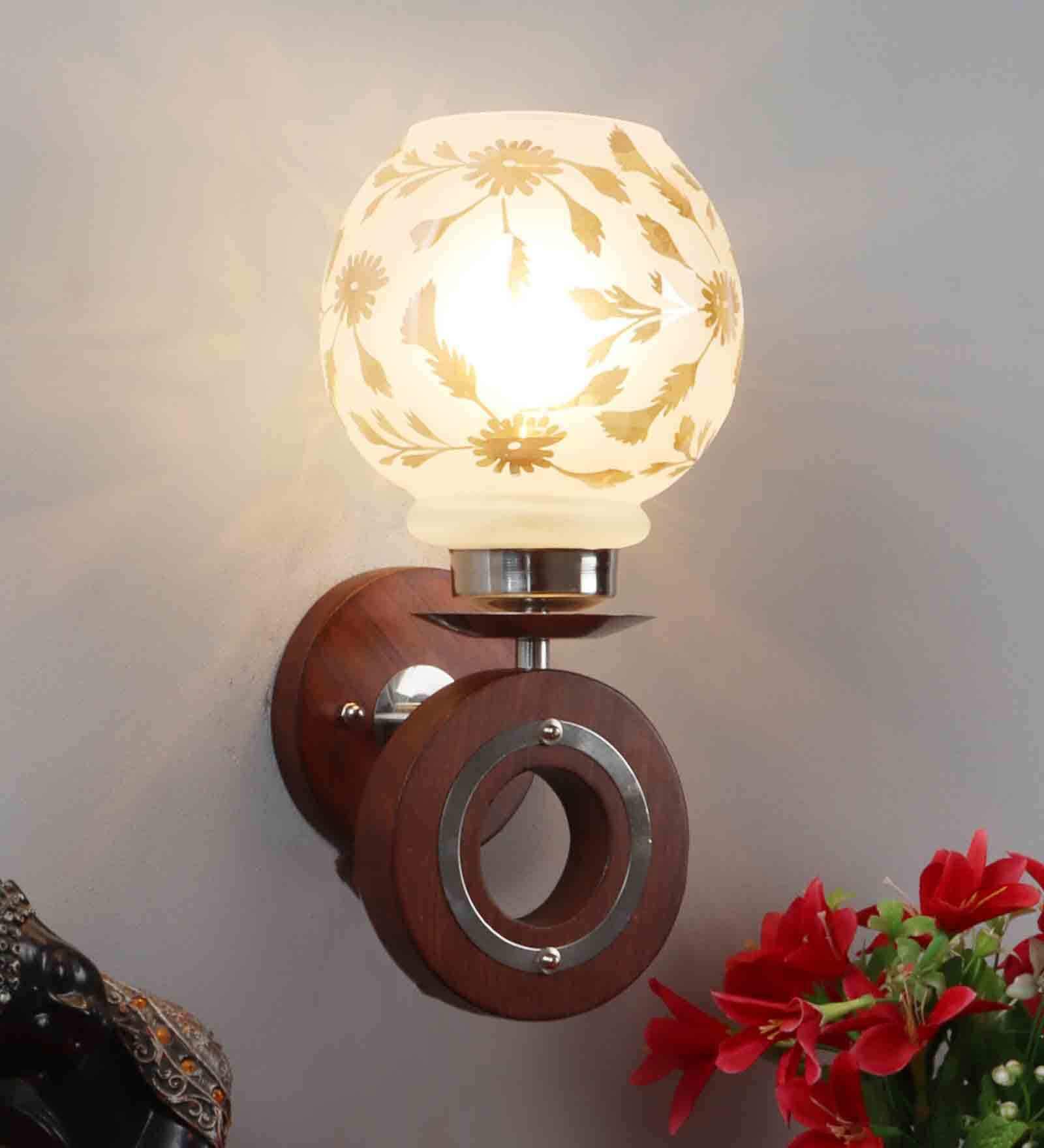 Lampost Brown Wood and Iron Wall Sconces