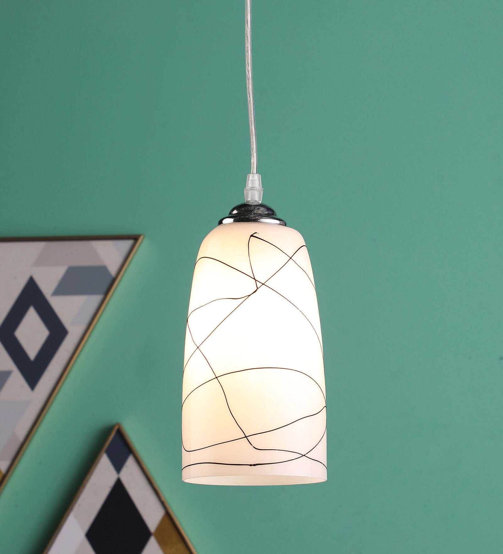 Antique White Glass Hanging Light