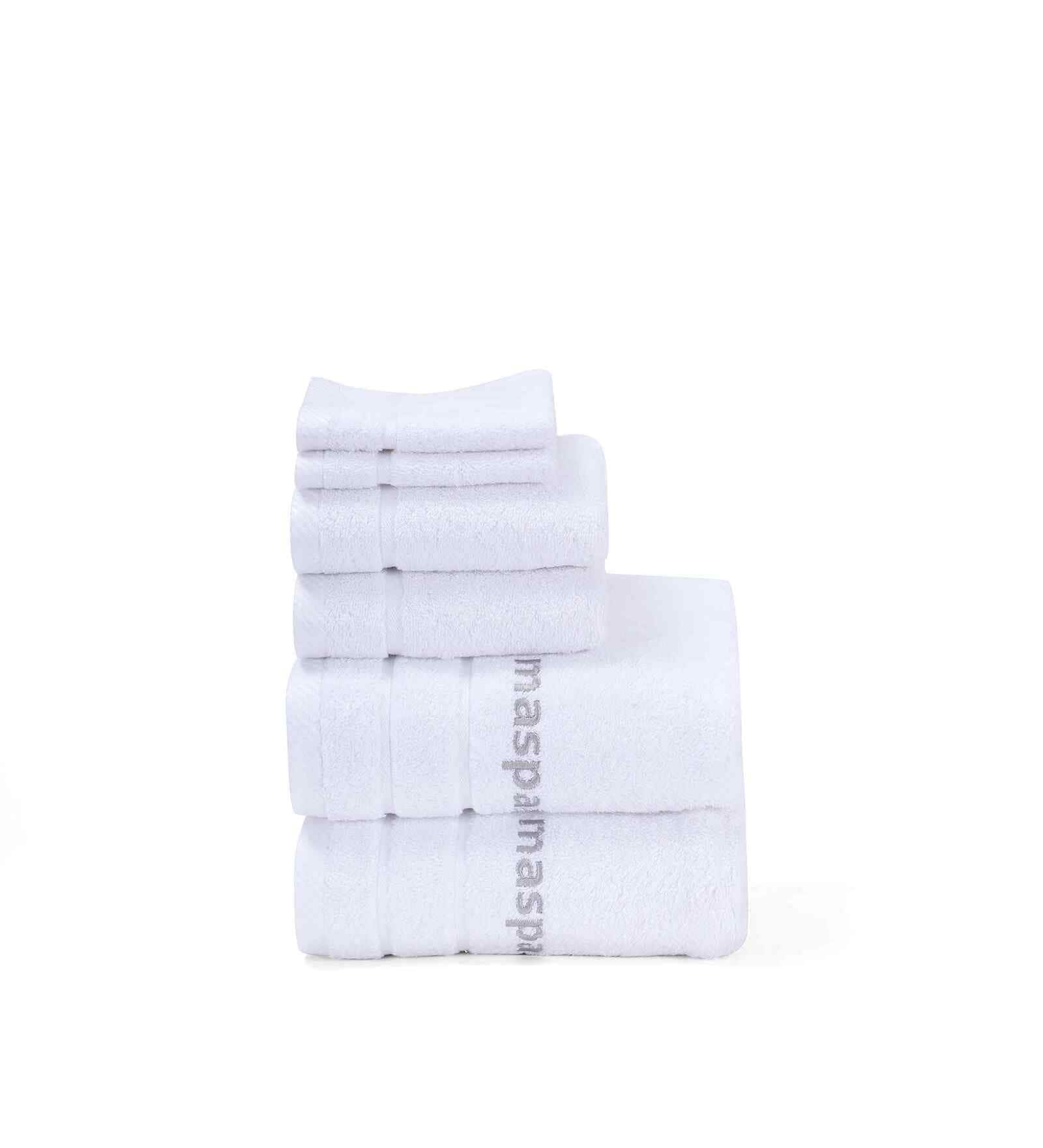 White Bamboo Cotton Solid 650 GSM Bath Hand & Face Towel Set (6Pc)
