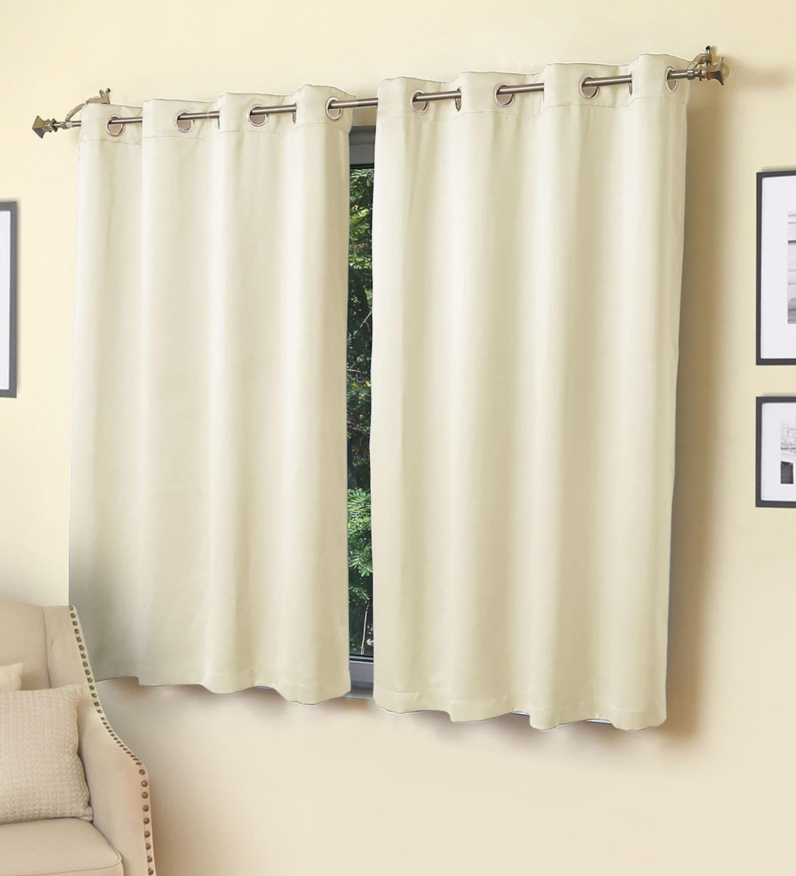 White Blackout Polyester 5 feet Eyelet Window Curtains