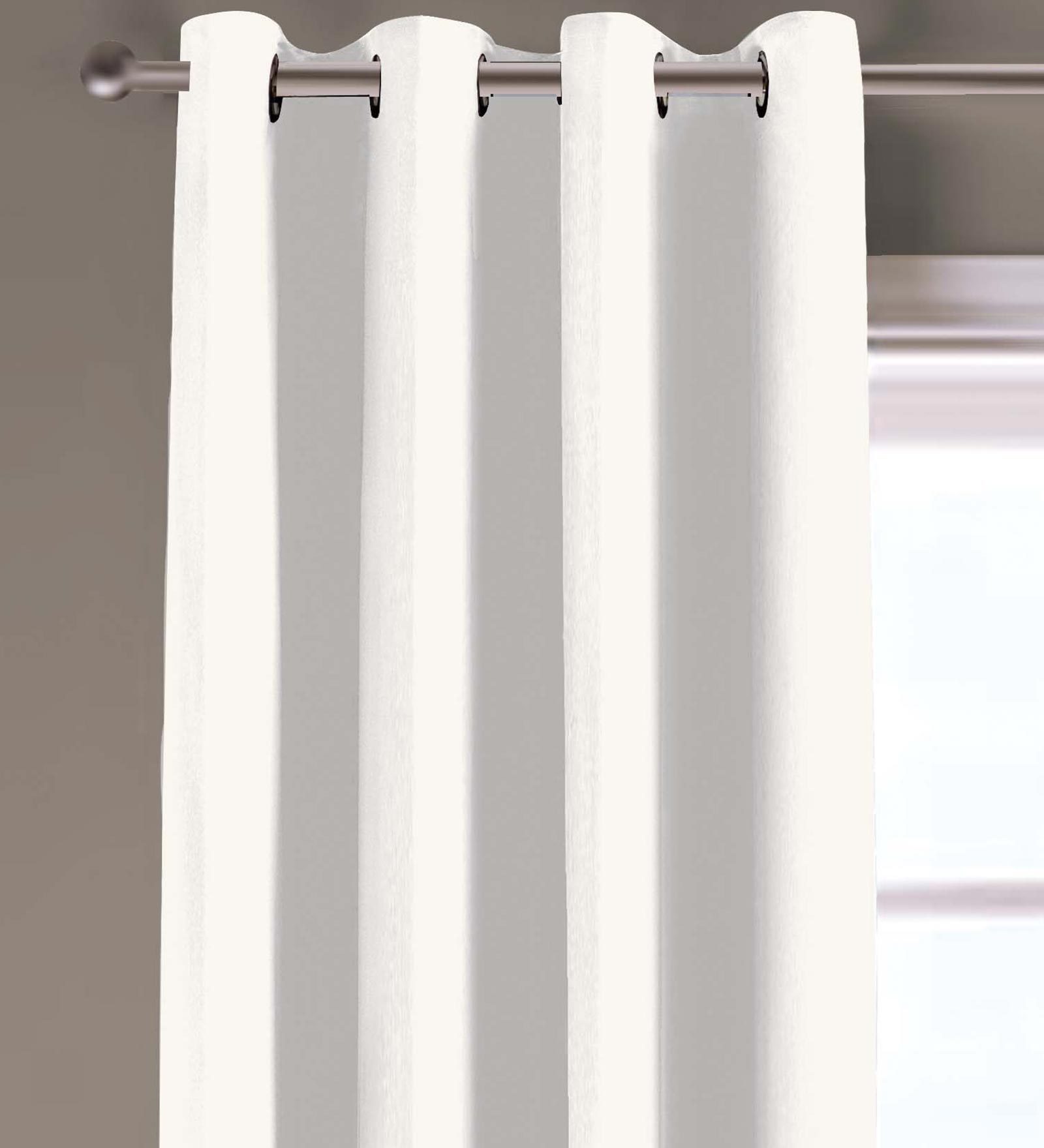 White Solid Polyester 7 Ft Blackout Eyelet Door Curtain