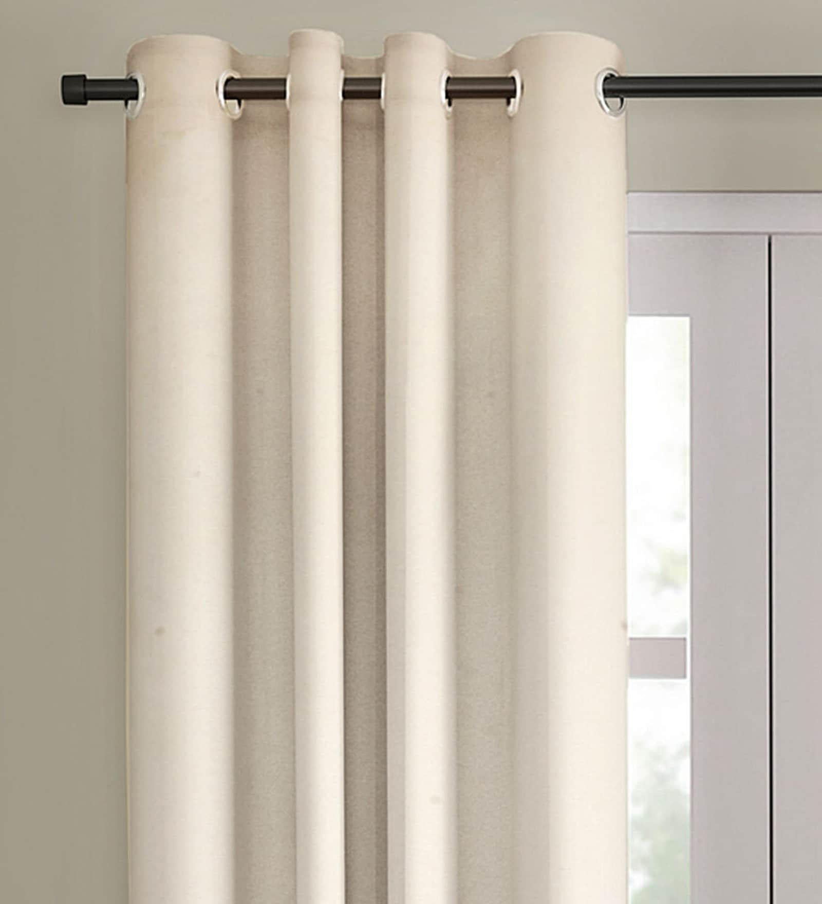 Buy White Satin Blackout 9 Feet Eyelet Curtain (1 Piece) by Eyda at 51% ...