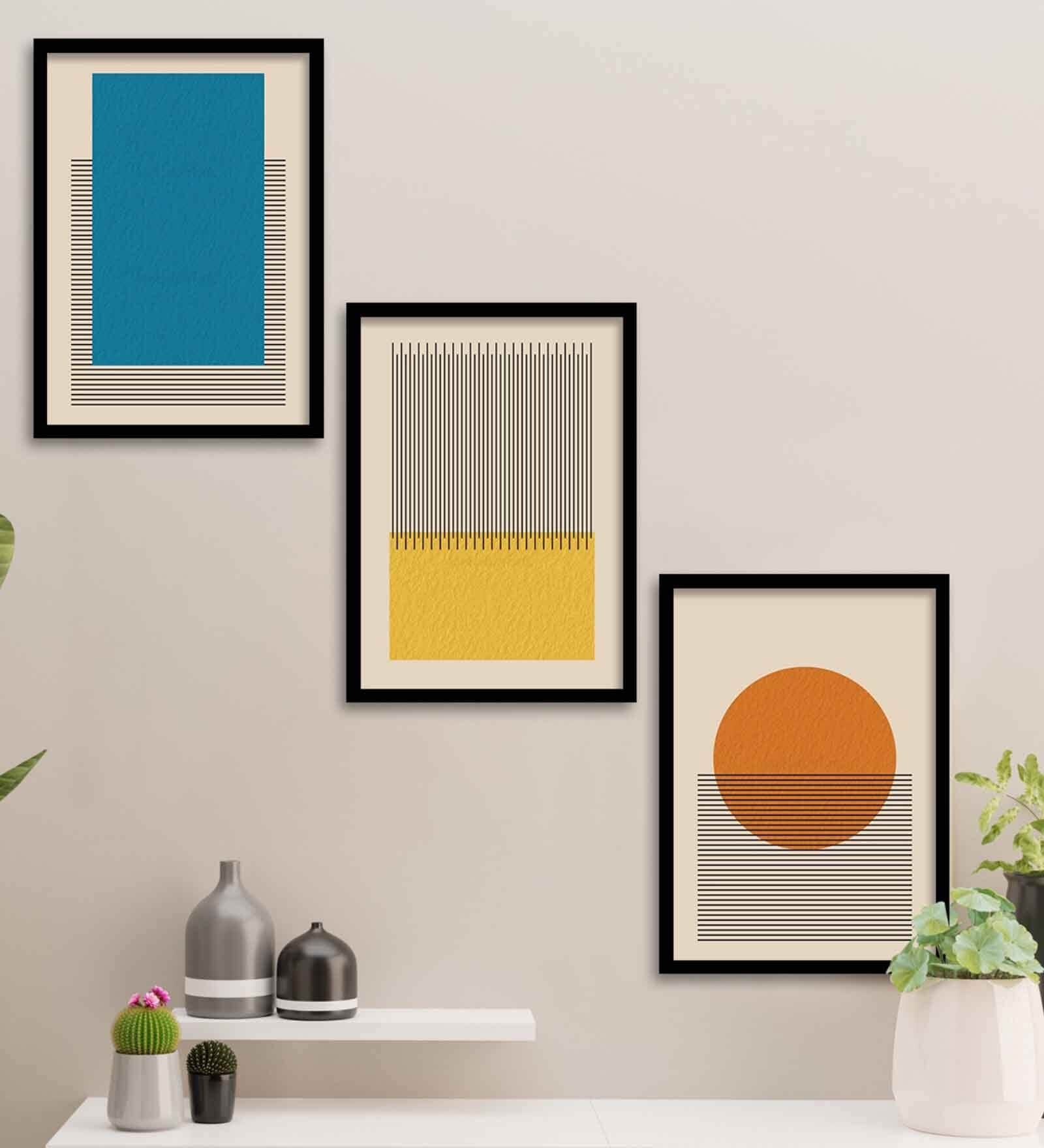 White Bohemian Set Of 3 Framed Wall Art Print