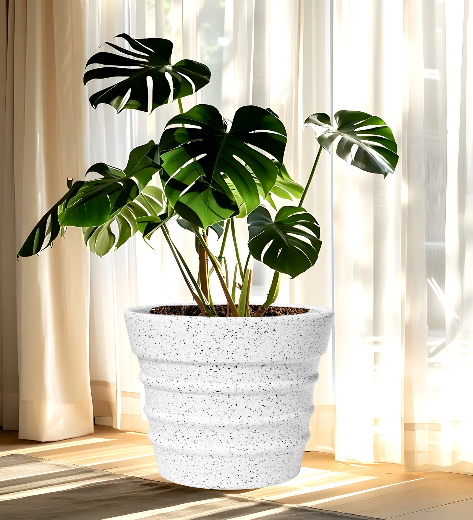 White BR Marble Round 18 Inches Planter