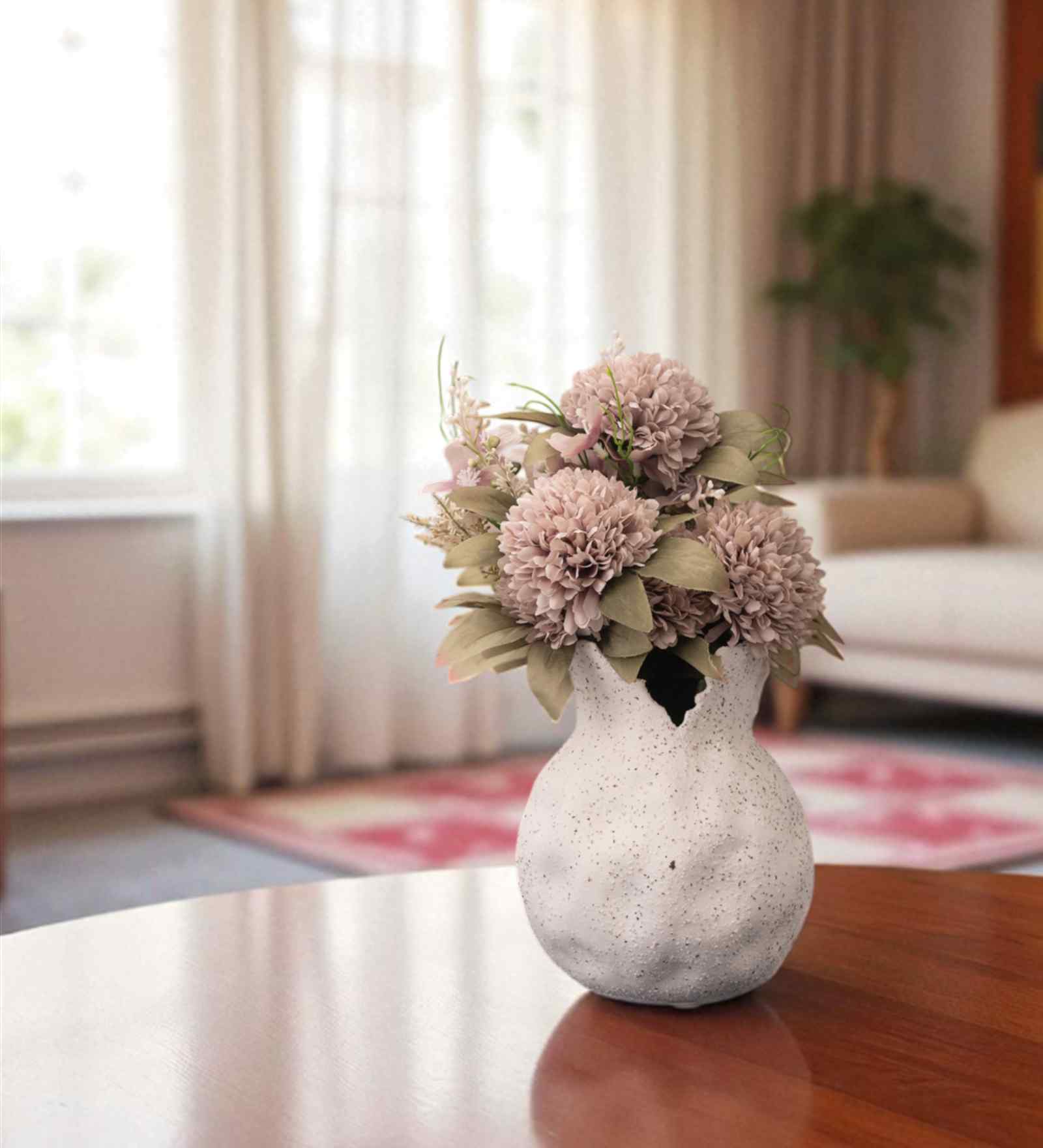 White Broken Design Ceramic Amphora Shaped Vase