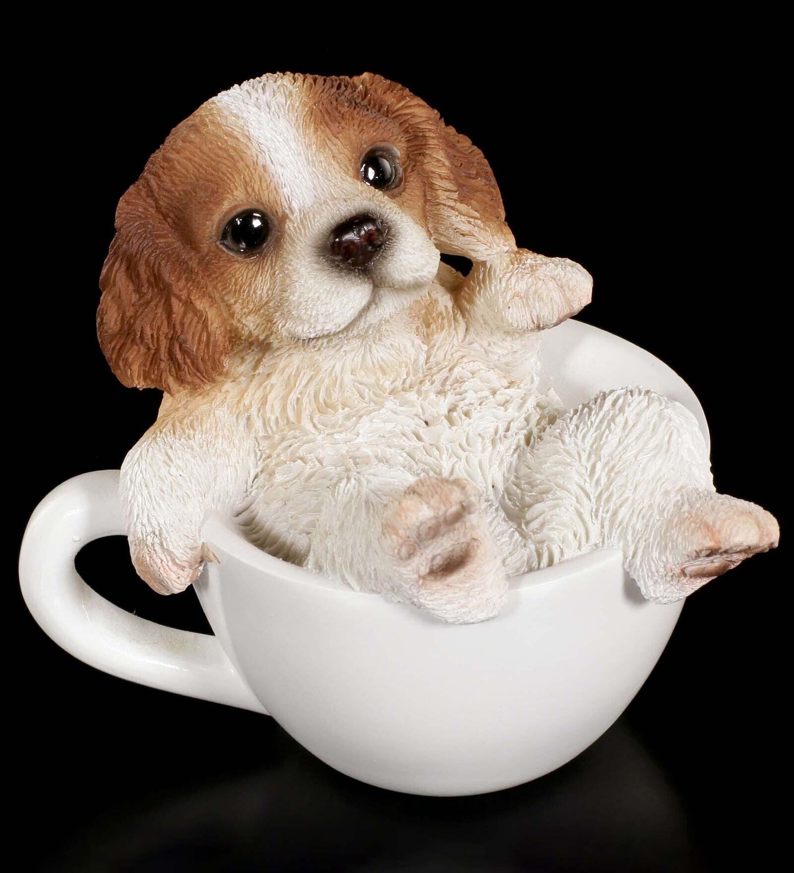 Buy White Brown Cute Dog in Cup Polyresin Figurine by Tied Ribbons at 37 OFF by Tied Ribbons