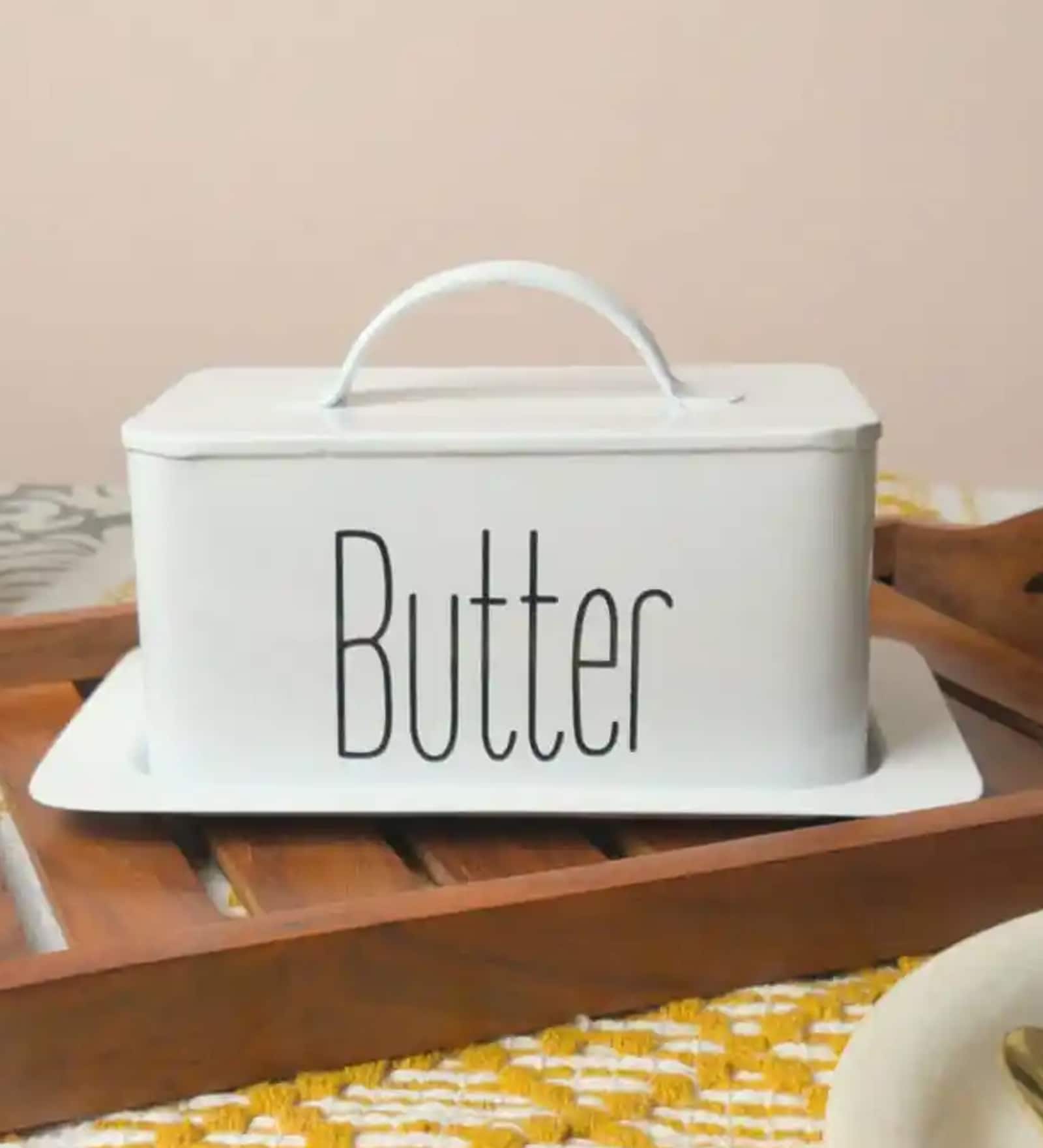 White Butter Dish 500 Gram Butter Storage Tray with Lid