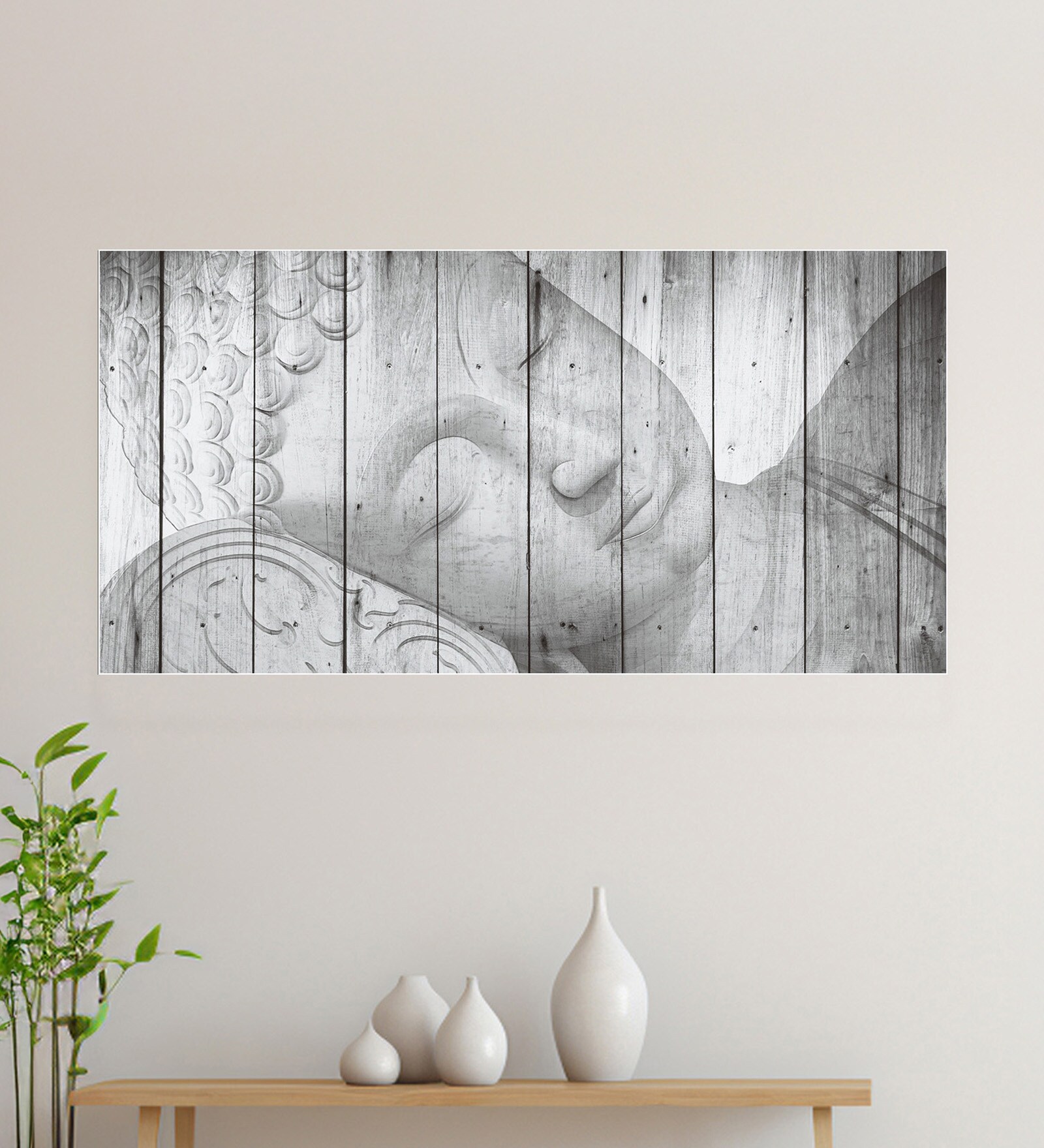 Canvas Framed Buddha Statue in Timeless Monochrome Elegance Wall Painting