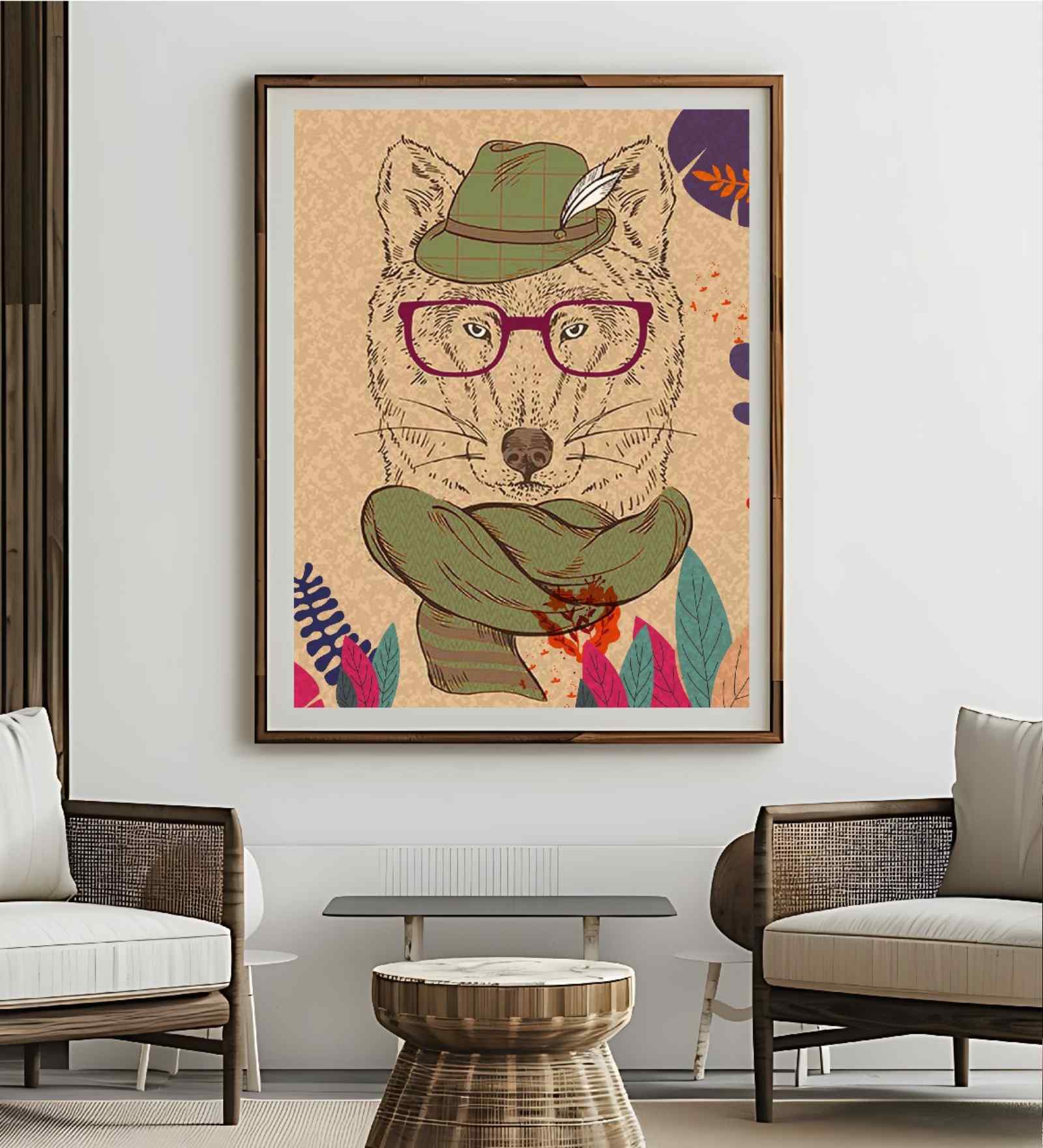 White Canvas Printed Funk Framed Art