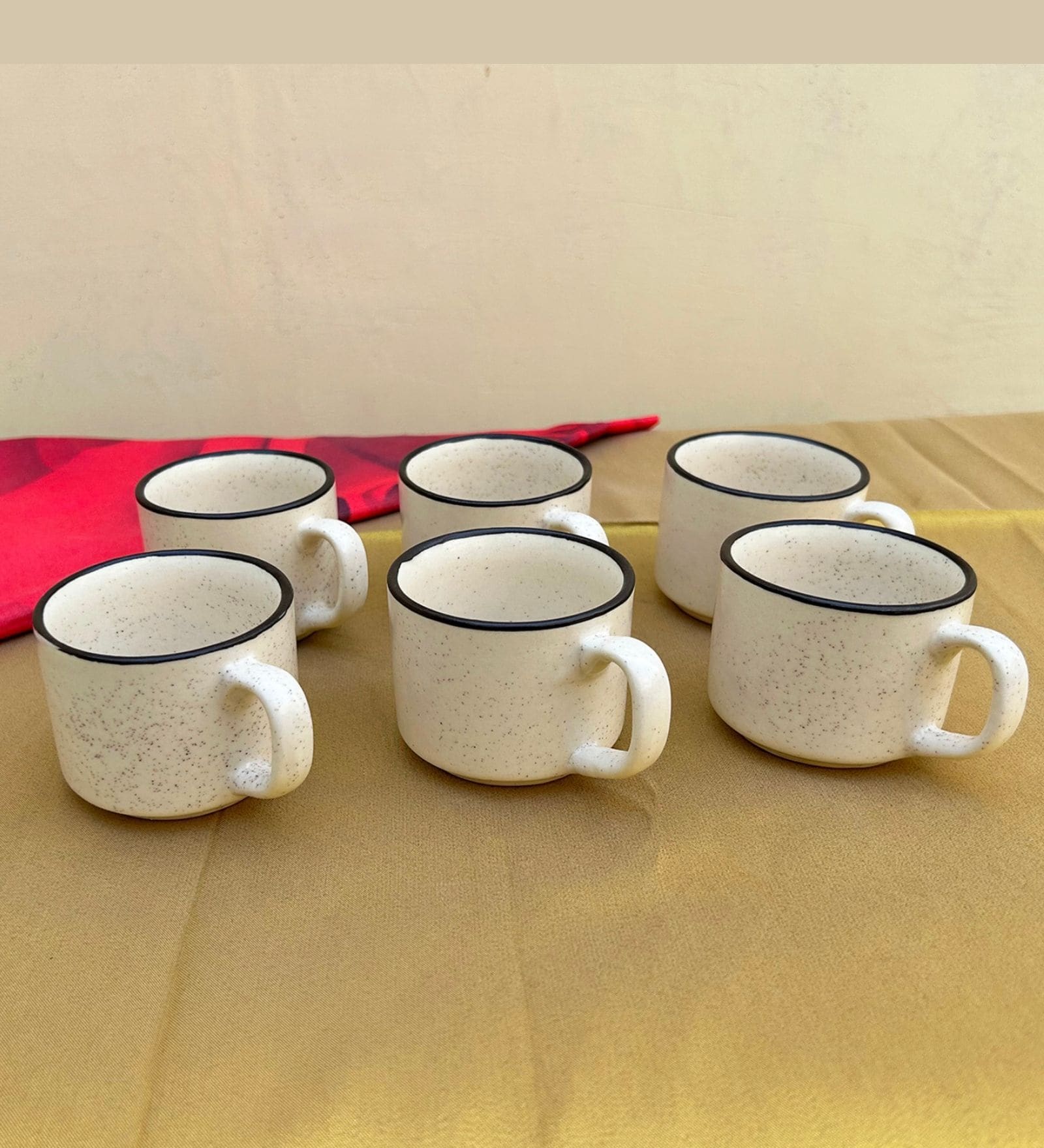 White Ceramic  (Set Of 6) Tea Cup