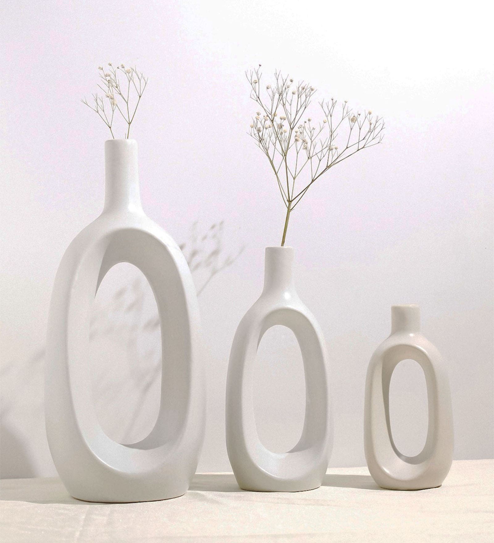 Buy Kieko White Ceramic (Set of 3) Table Vase by Purezento at 39% OFF ...