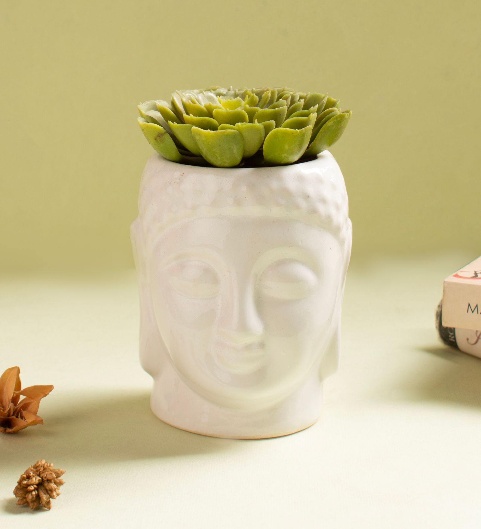 White Ceramic Buddha Shaped Planter