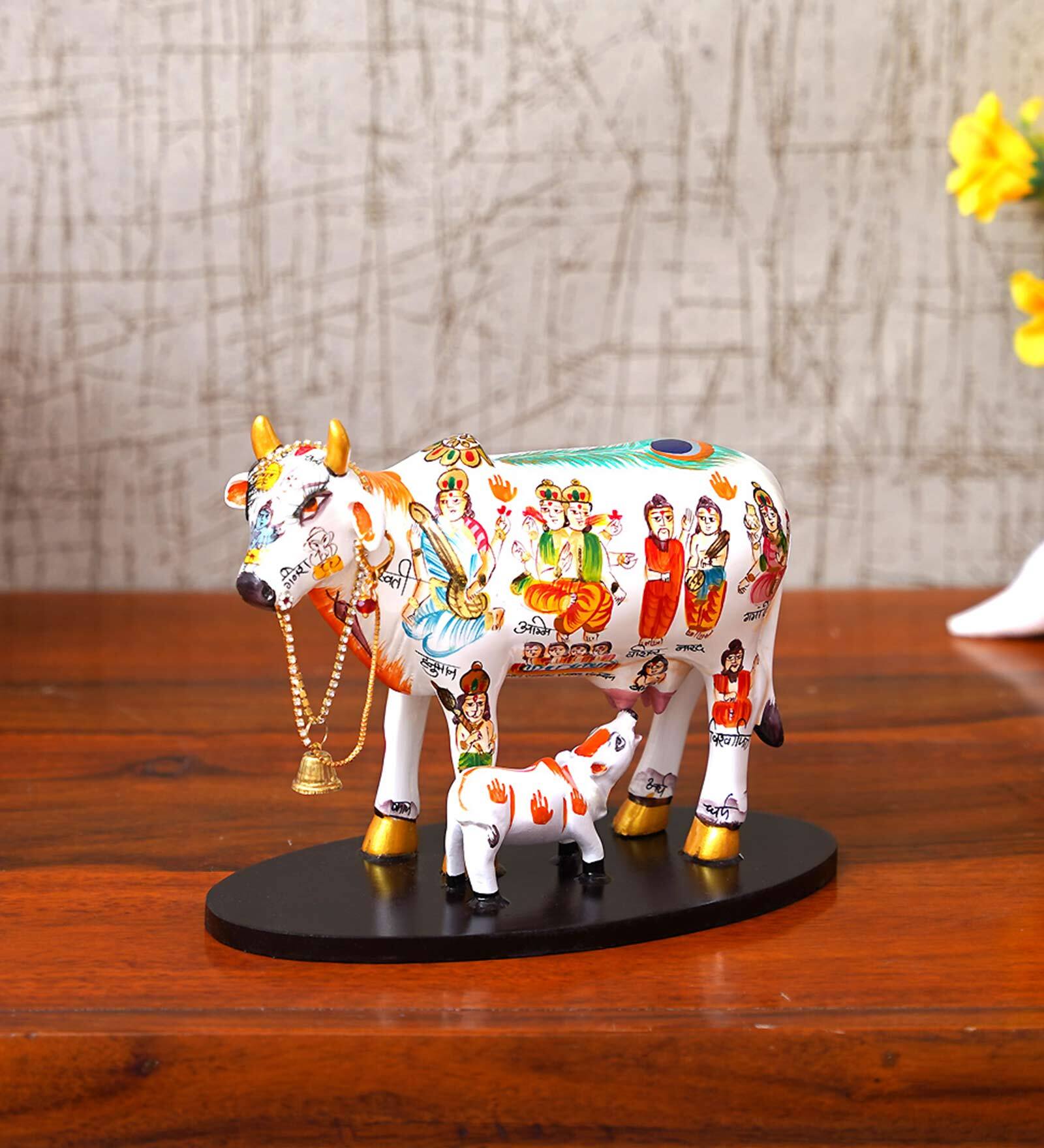 White Ceramic Kamdhenu Cow Showpiece 6'' Height White Ceramic Kamdhenu Cow Showpiece 6'' Height