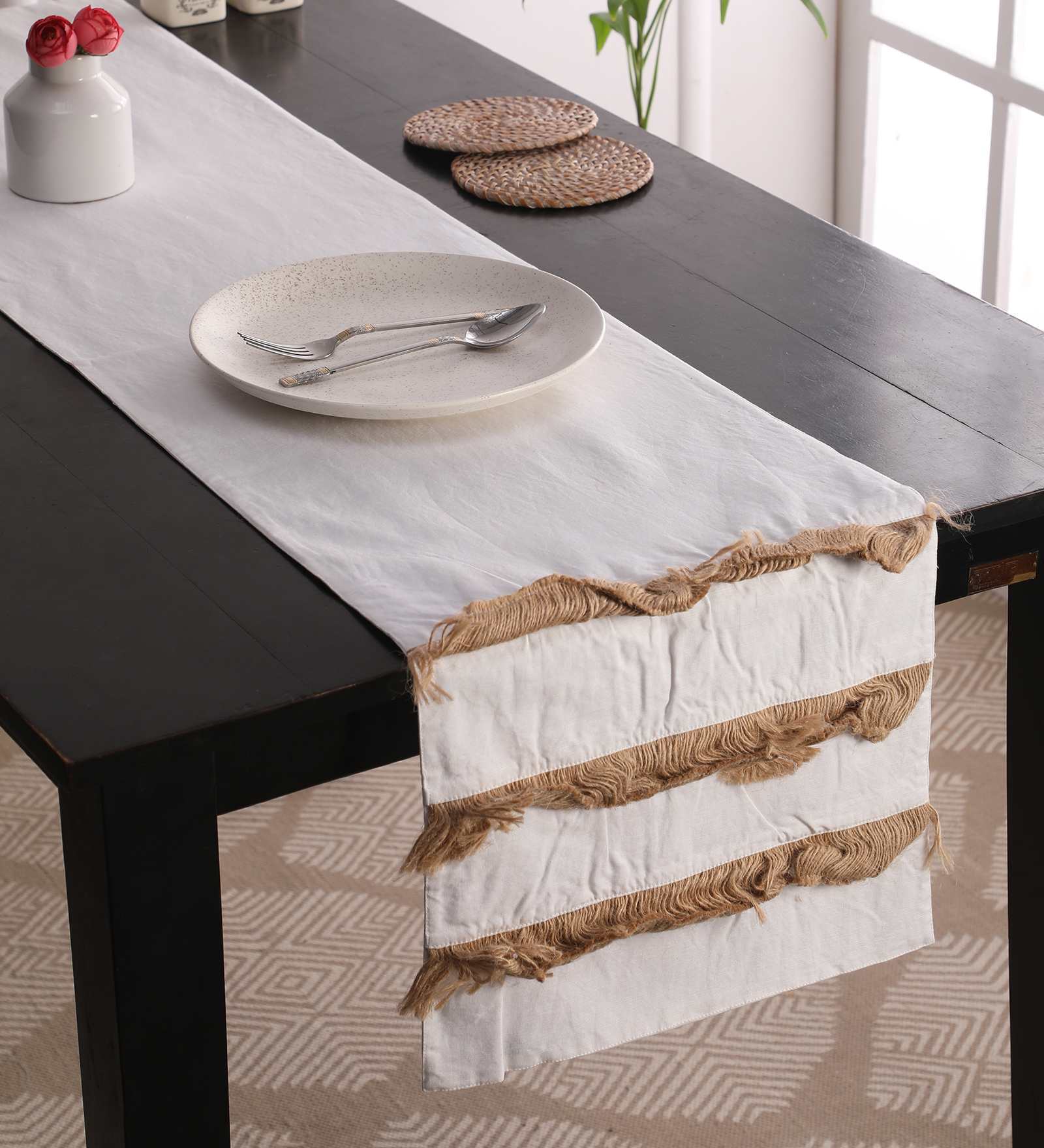White Cotton 72x12 Inches Table Runner