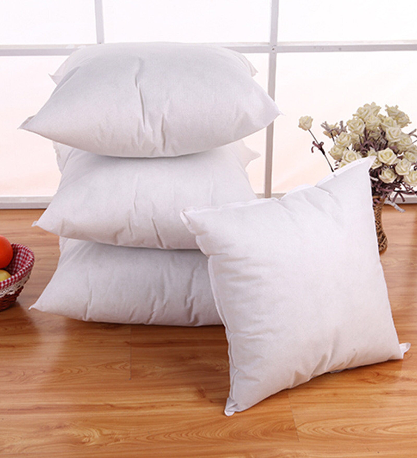 White Cotton Microfiber Filled 24X24 Inches Cushion Inserts (Set Of 4)