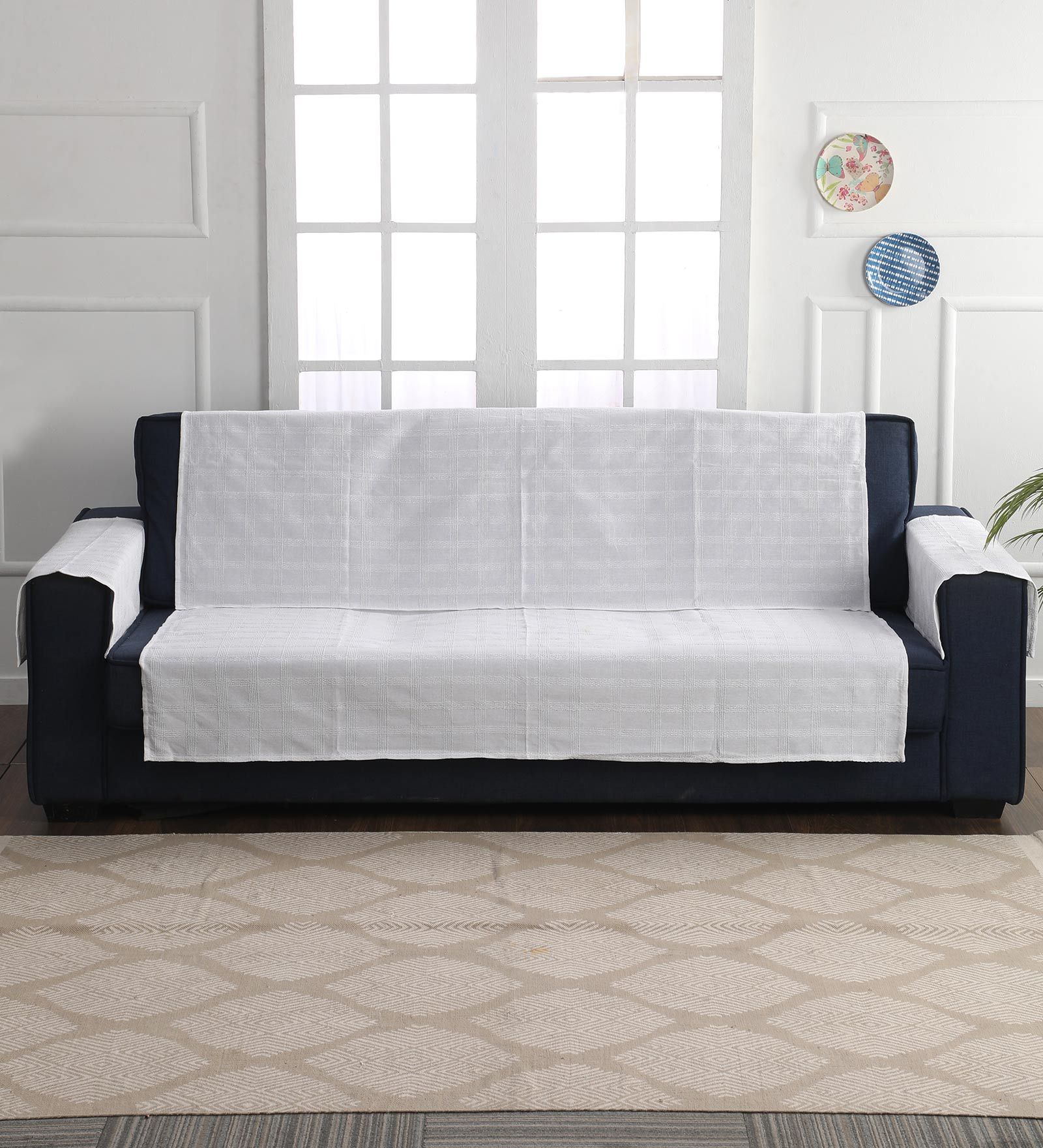 Buy White Cotton 3 Seater 36x24 Inch Sofa Cover By Kirti Finishing At 35 Off By Kirti Finishing 