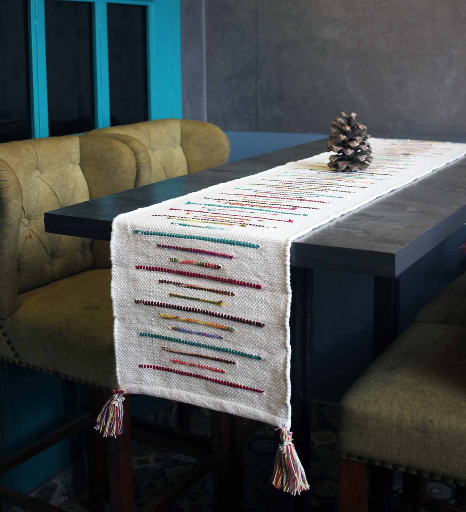 Buy Louis (72x13) White Cotton Table Runner Online Table Runners
