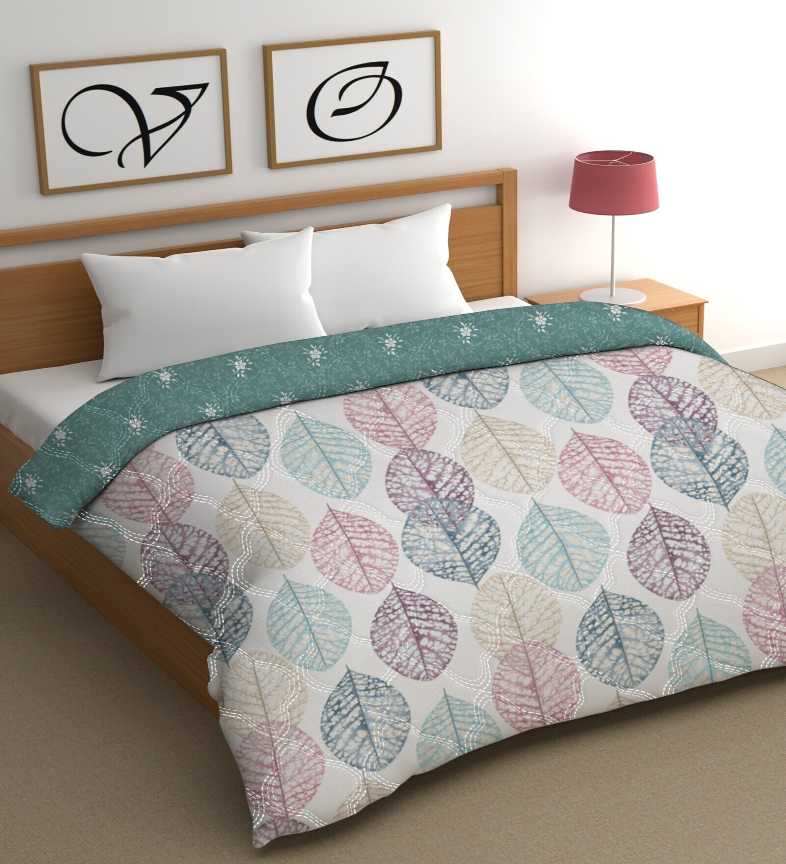 White Cotton Floral 500 GSM Double Bed Comforter