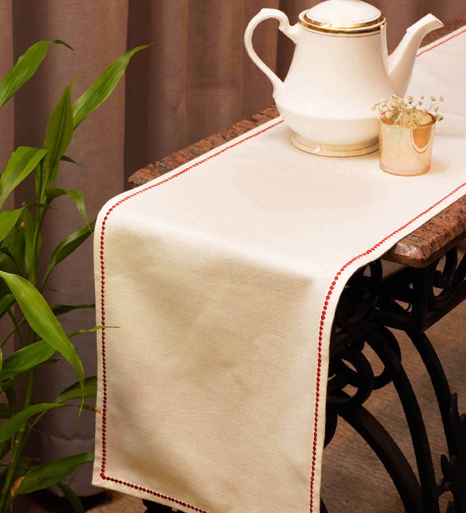 Buy Apricity (12x84) Beige Cotton Blend Table Runner at 100 OFF by Zeba Pepperfry