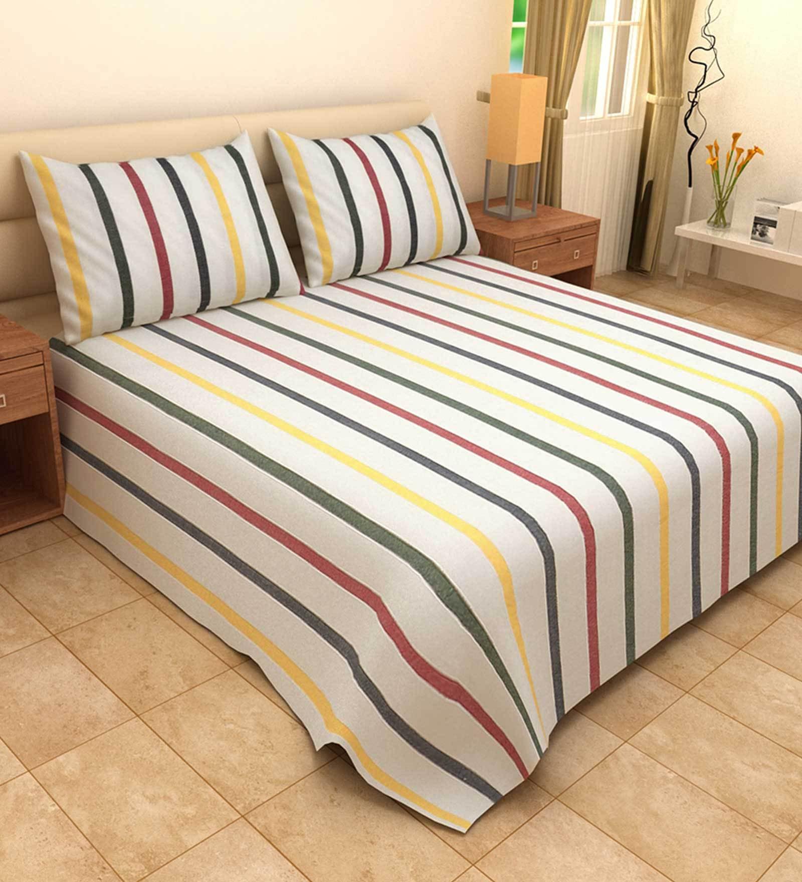 Buy Cotton 300 TC Double Bed Cover with 2 Pillow Covers by Klotthe at