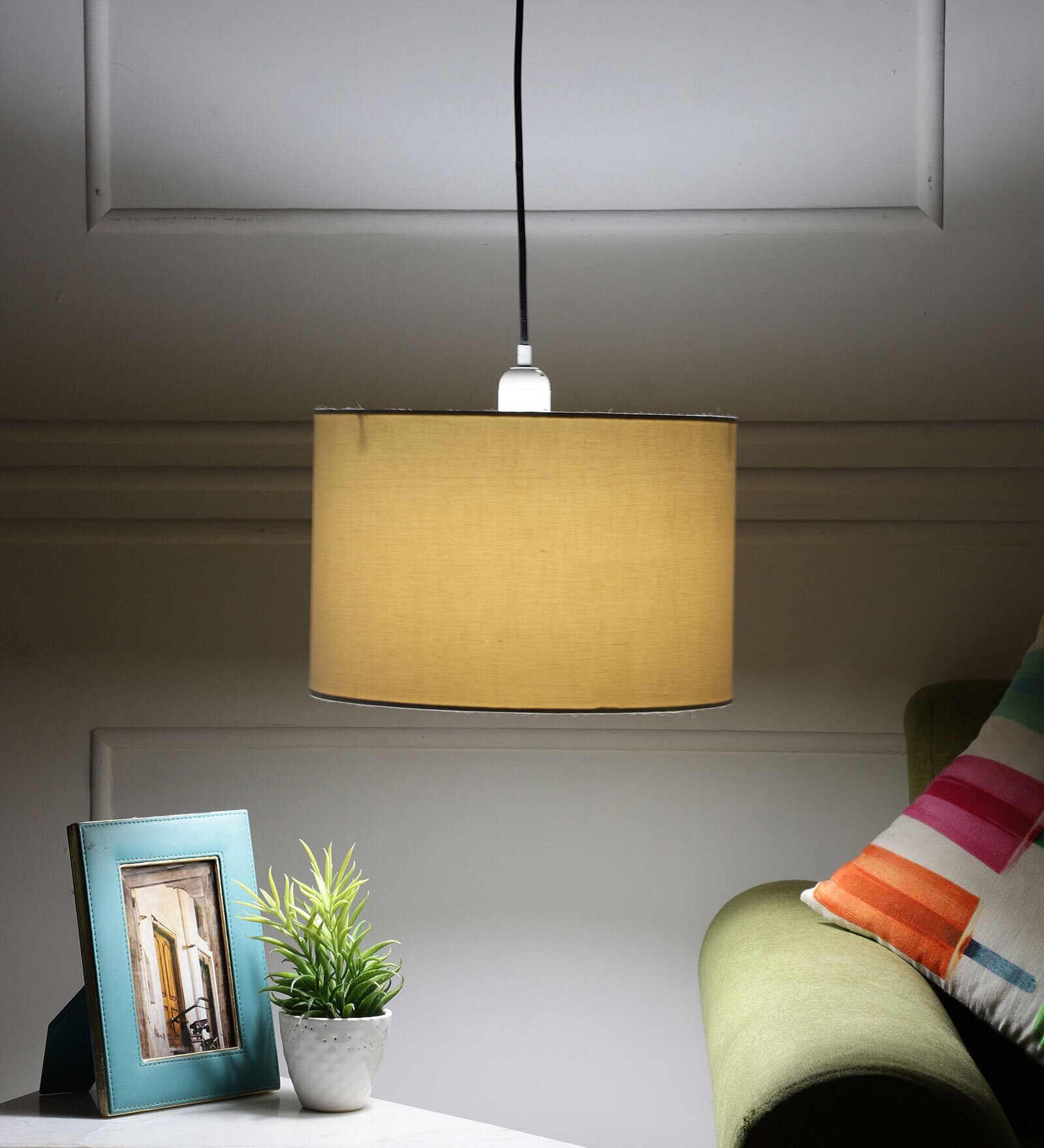 Metz White Cotton Hanging Light