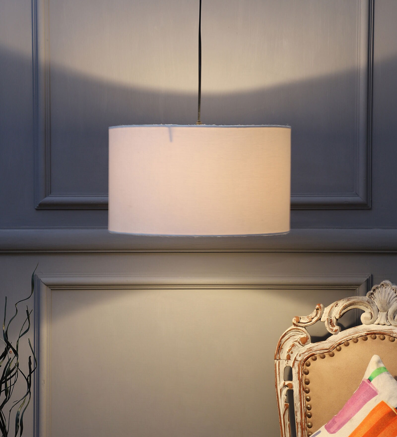 Achras White Cotton Hanging Light