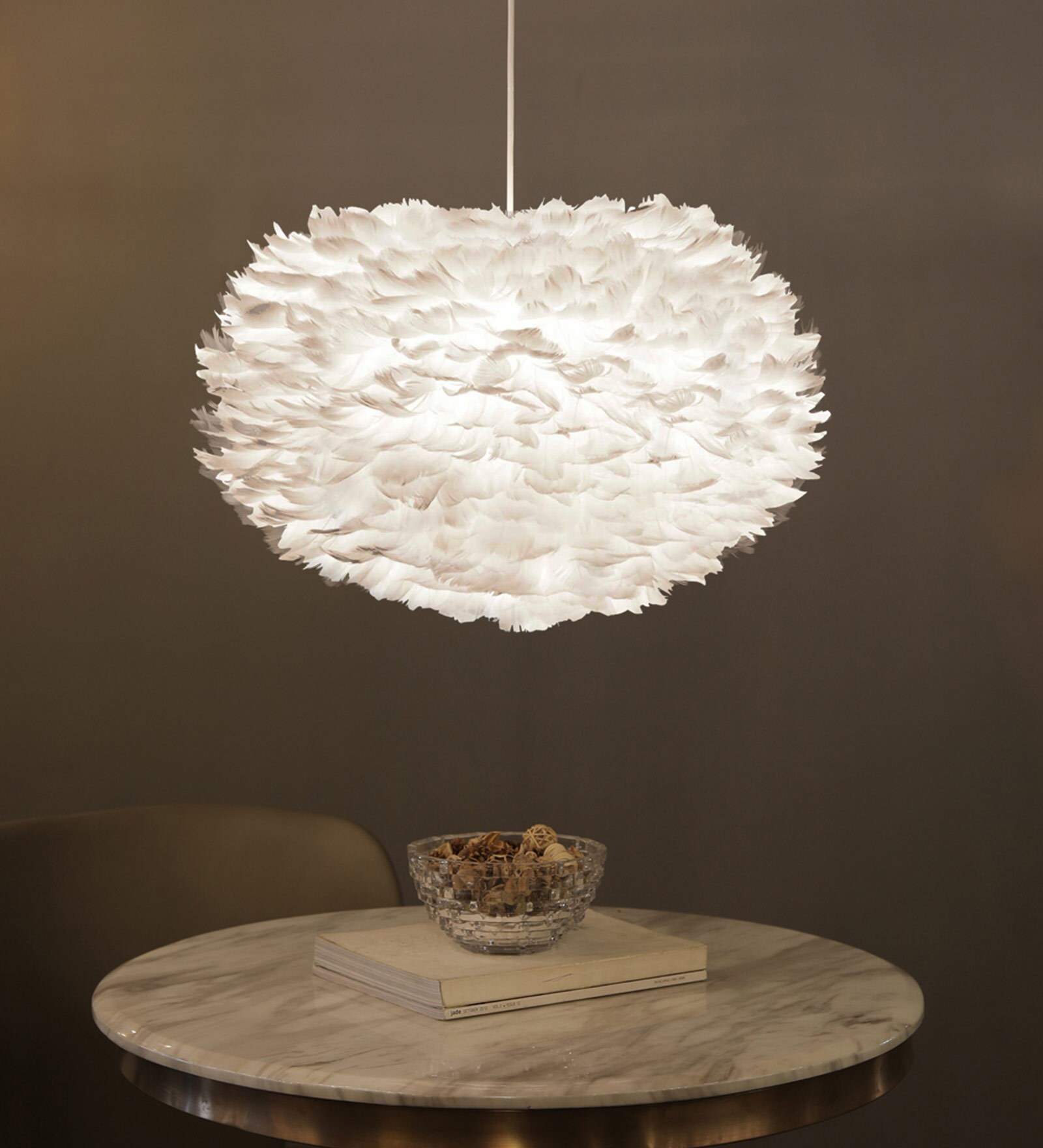 Buy White Cotton Feather Pendant Lamp by Jainsons Emporio at 20% OFF by ...