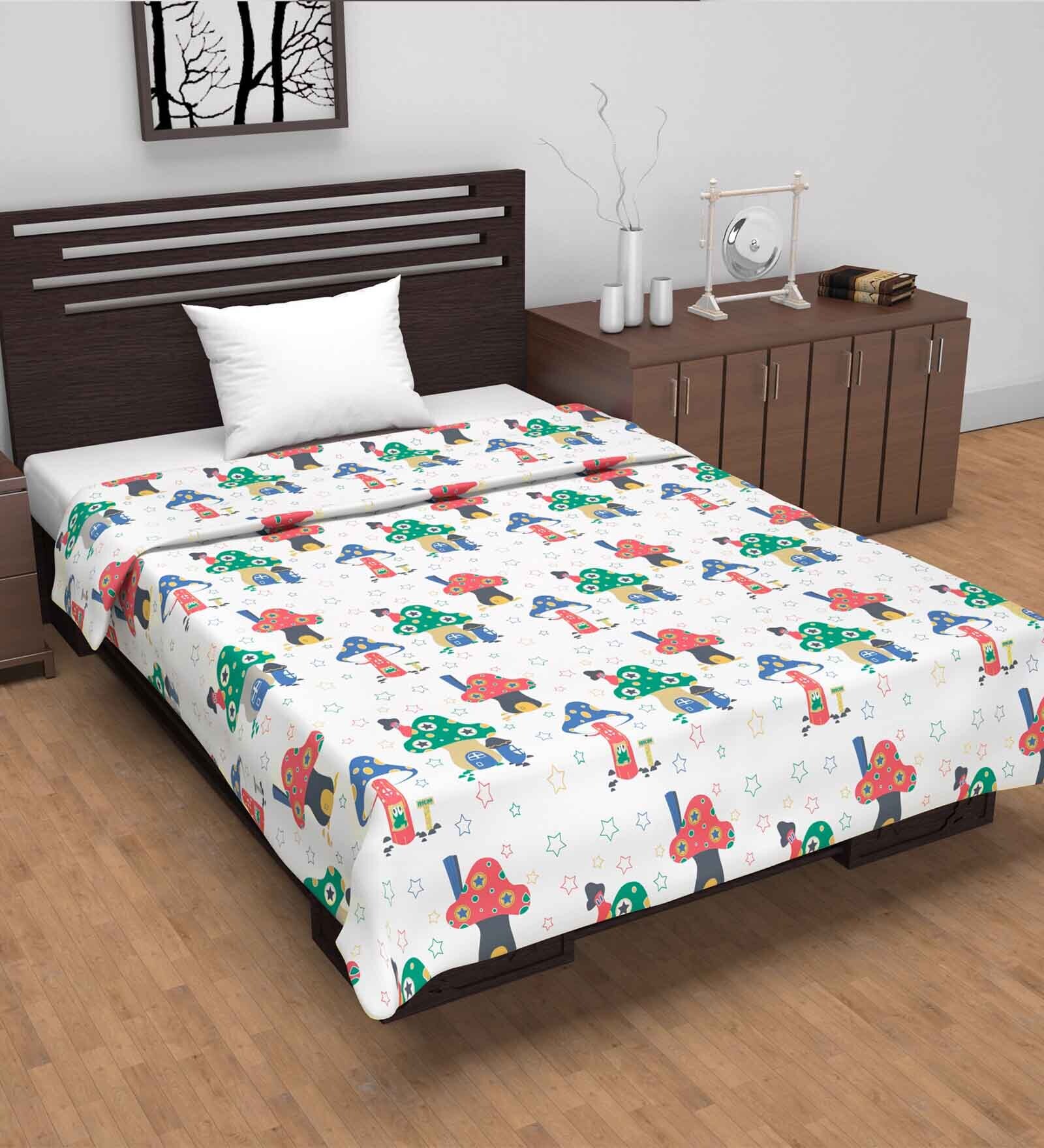 White Cotton Floral 120 GSM Single Dohar