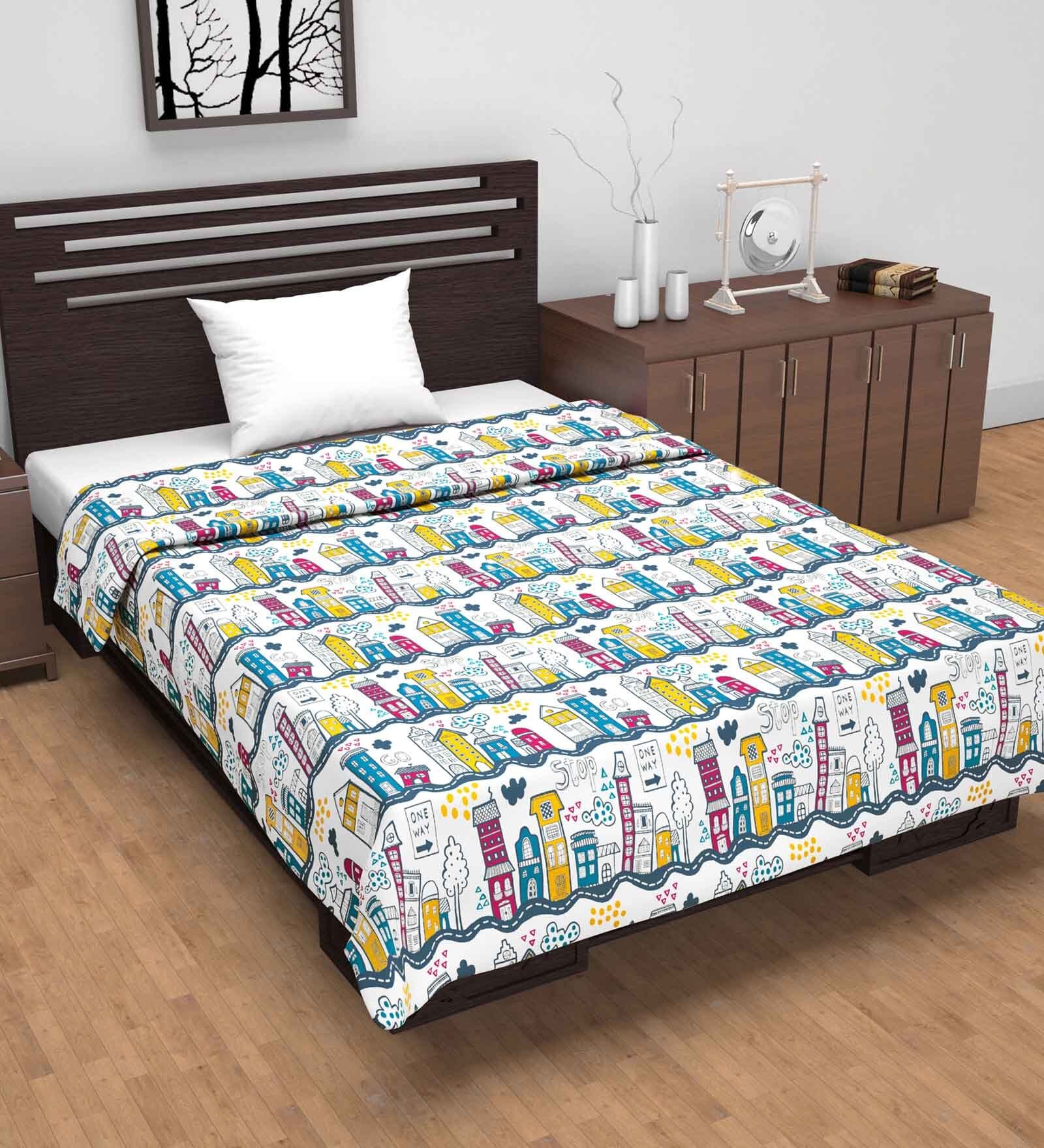 White Cotton Floral 120 GSM Single Dohar