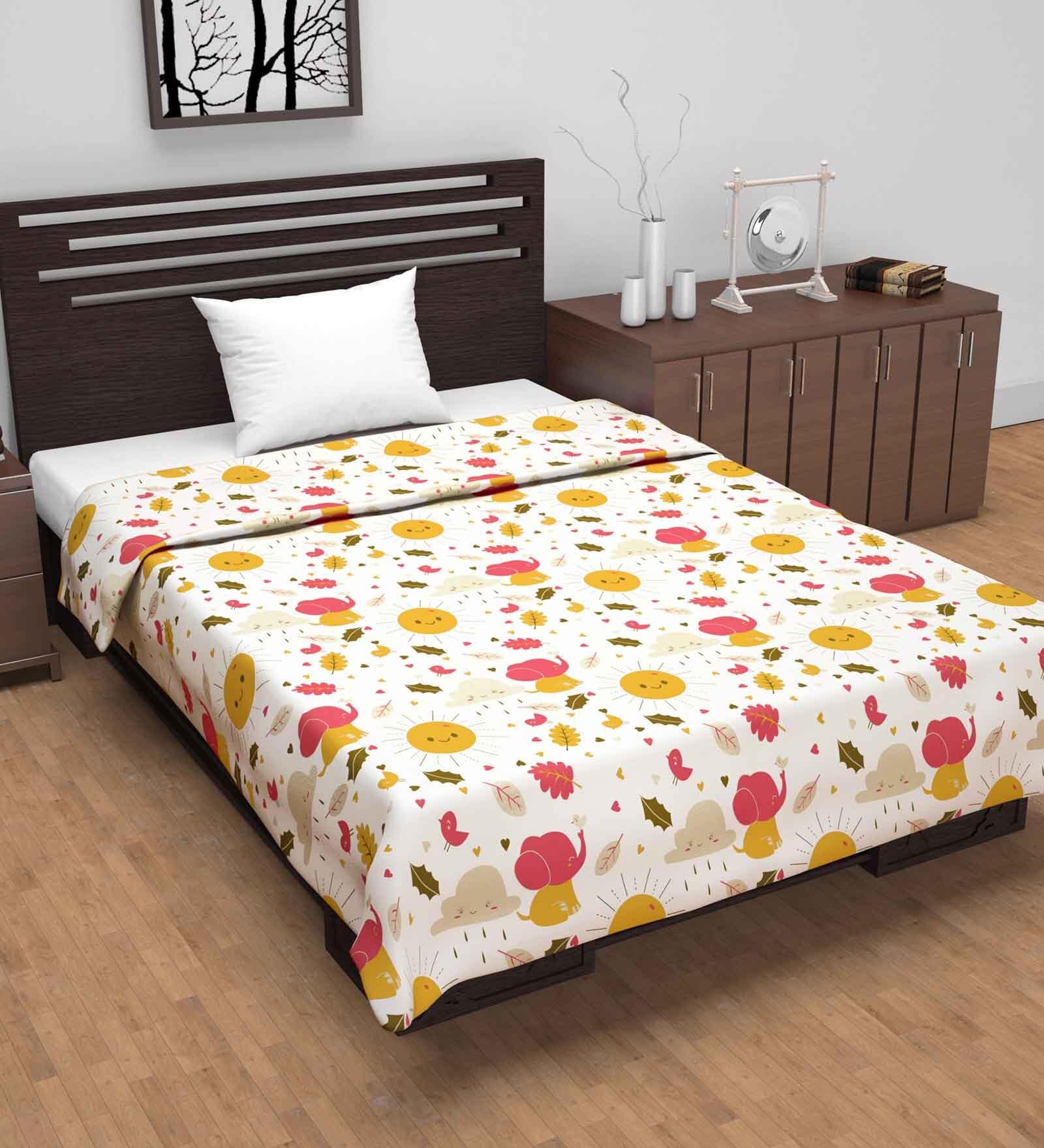 White Cotton Floral 120 GSM Single Dohar