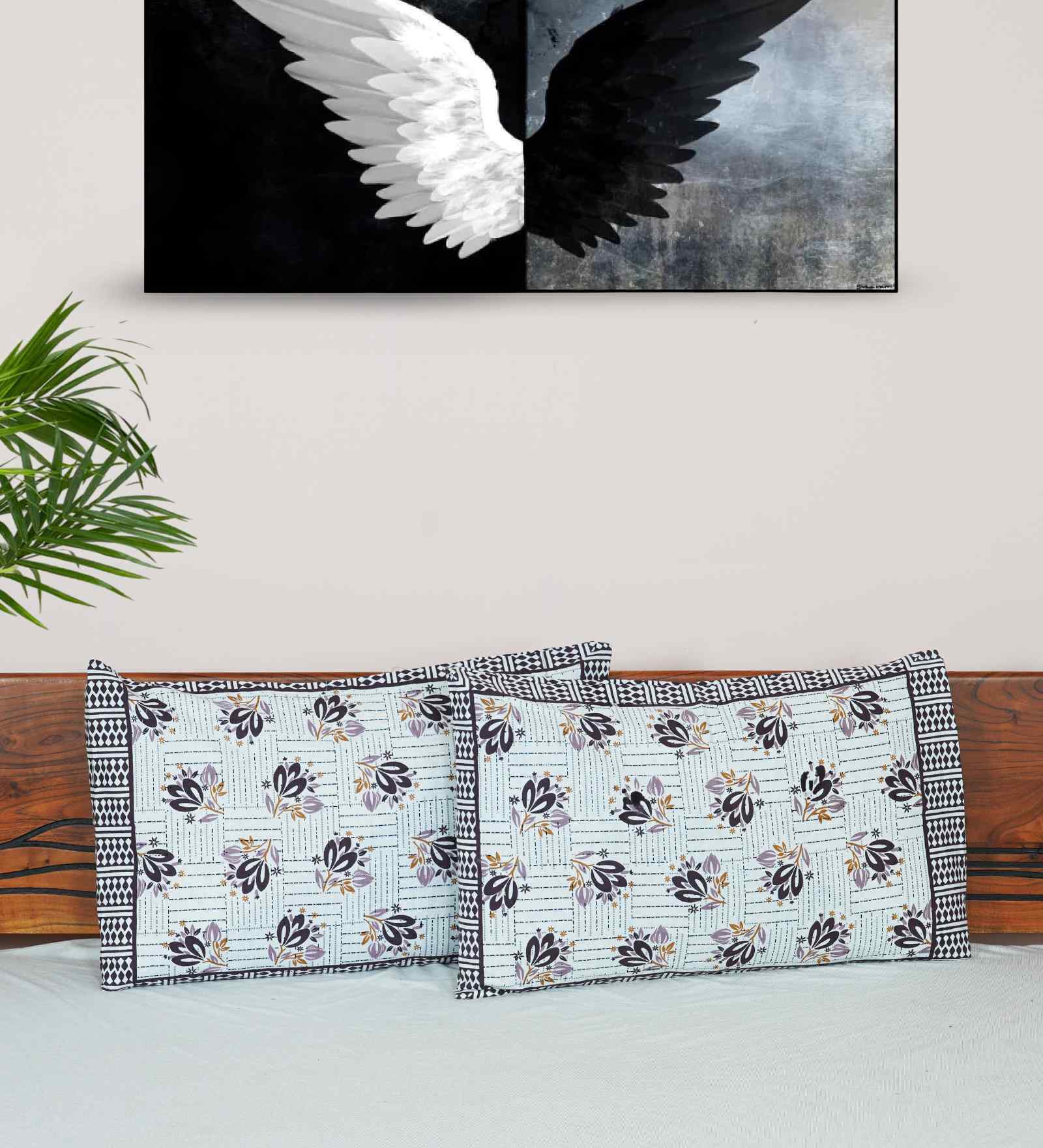 White Cotton Premium Quality 180 TC (17*27 Inches) Pillow Covers Set