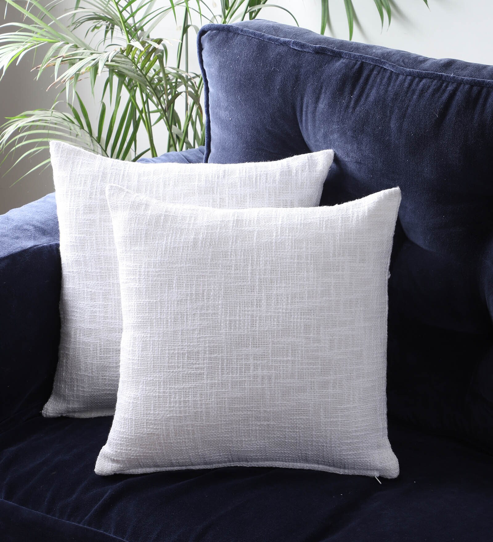 White Cotton Solid 18x18 inches (Set of 2) Cushion Covers