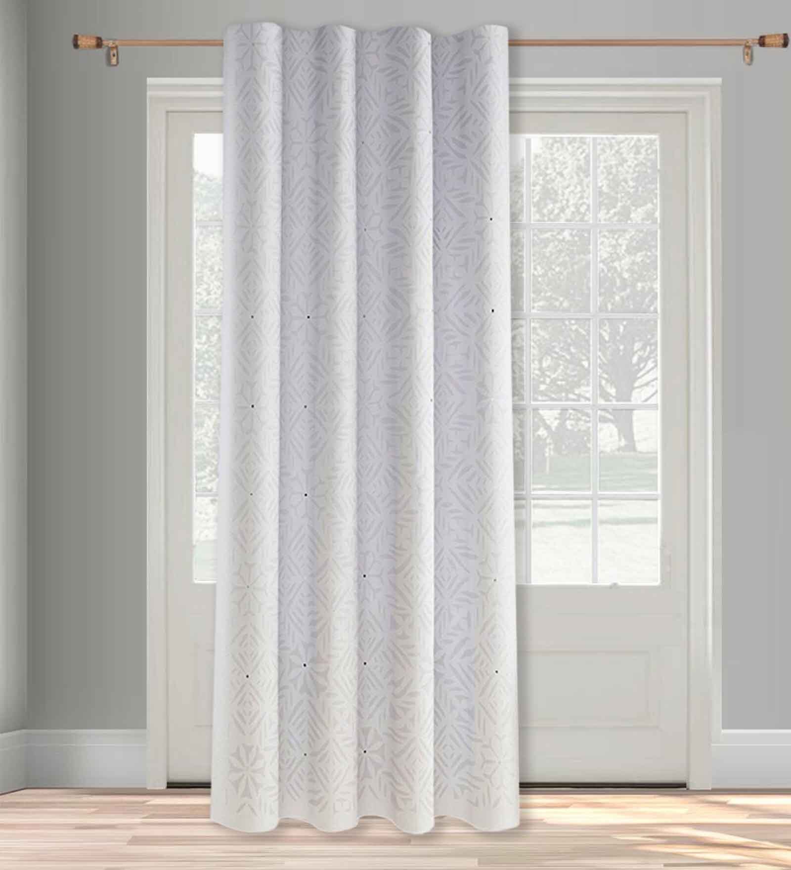 White Cotton Solid 7ft Semisheer Rod Pocket Door Curtain (1 Pc)